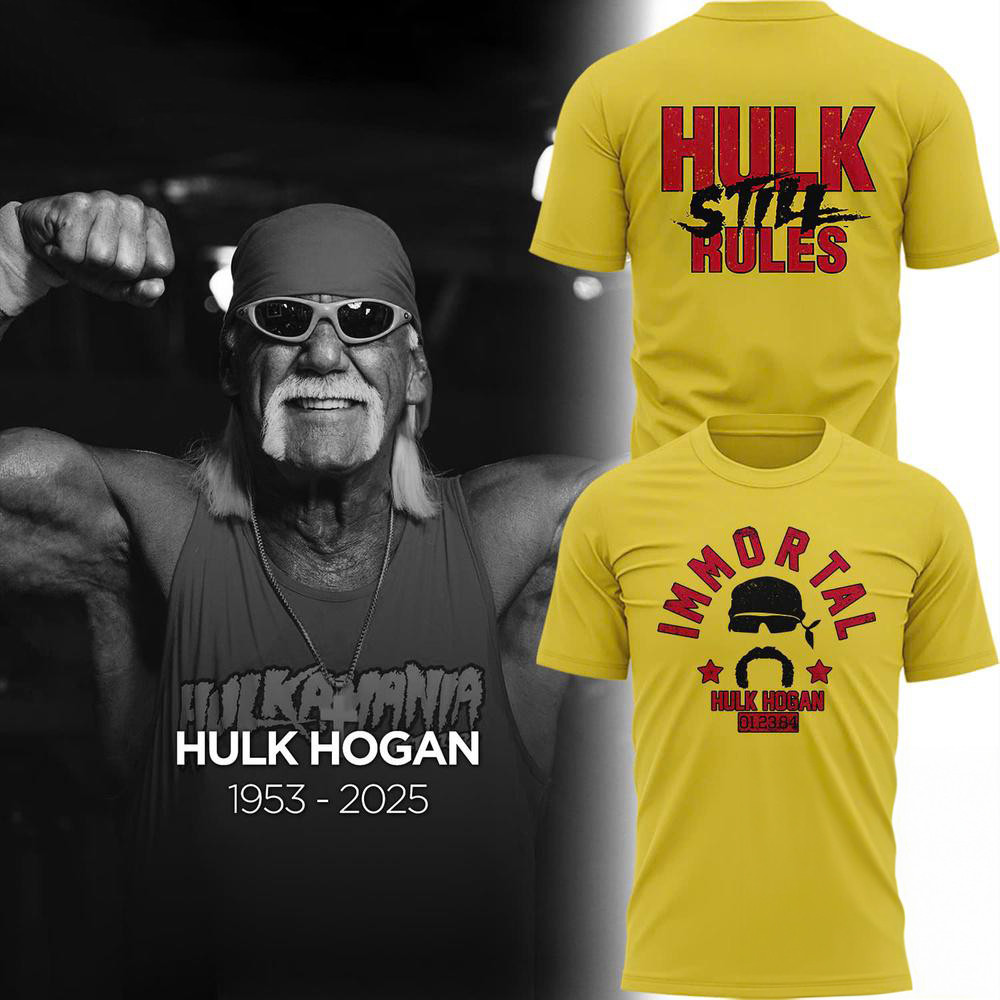 Hulk Hogan Immortal Silhouette Yellow T Shirt Memorial Tees Gifts For Fans