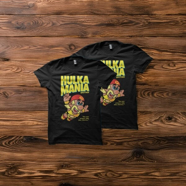 Hulka Mania T-Shirt Mario Hulk Hogan Parody Tee Hulkamania Tribute For Loyal Fans