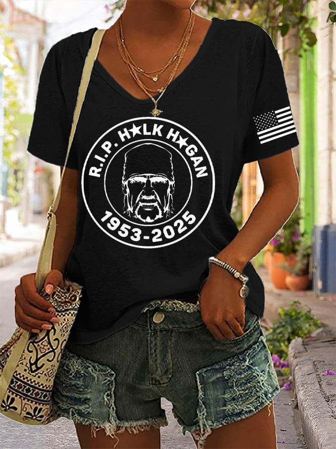 Hulkamania V-neck Shirt RIP Hulk Gogan 1953 2025 Clothing Gifts For Fans