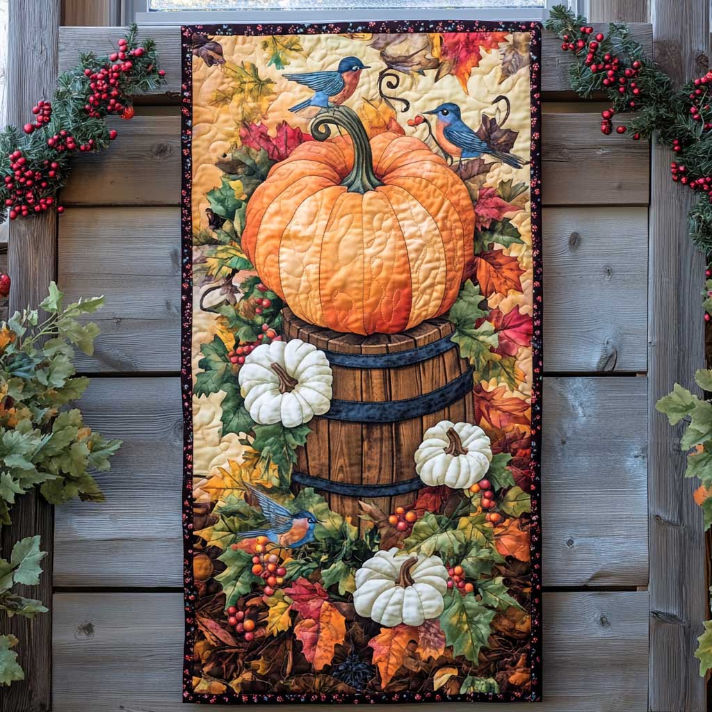 Hummingbird And Pumpkin Quilted Table Runner Merchandise Hummingbird Gifts For Women