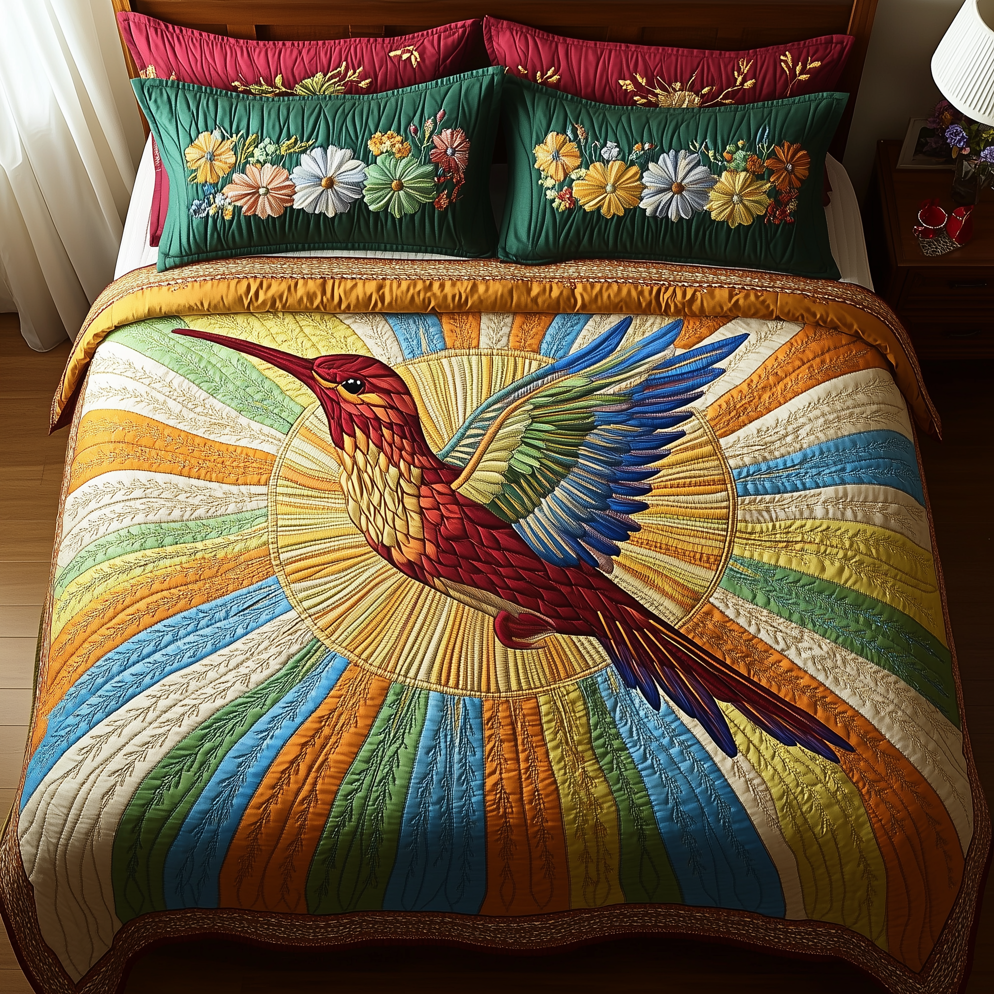 Hummingbird Haven Quilted Bedding Set Duvet Cover Bedspread Set Item Hummingbird Gifts For Mom