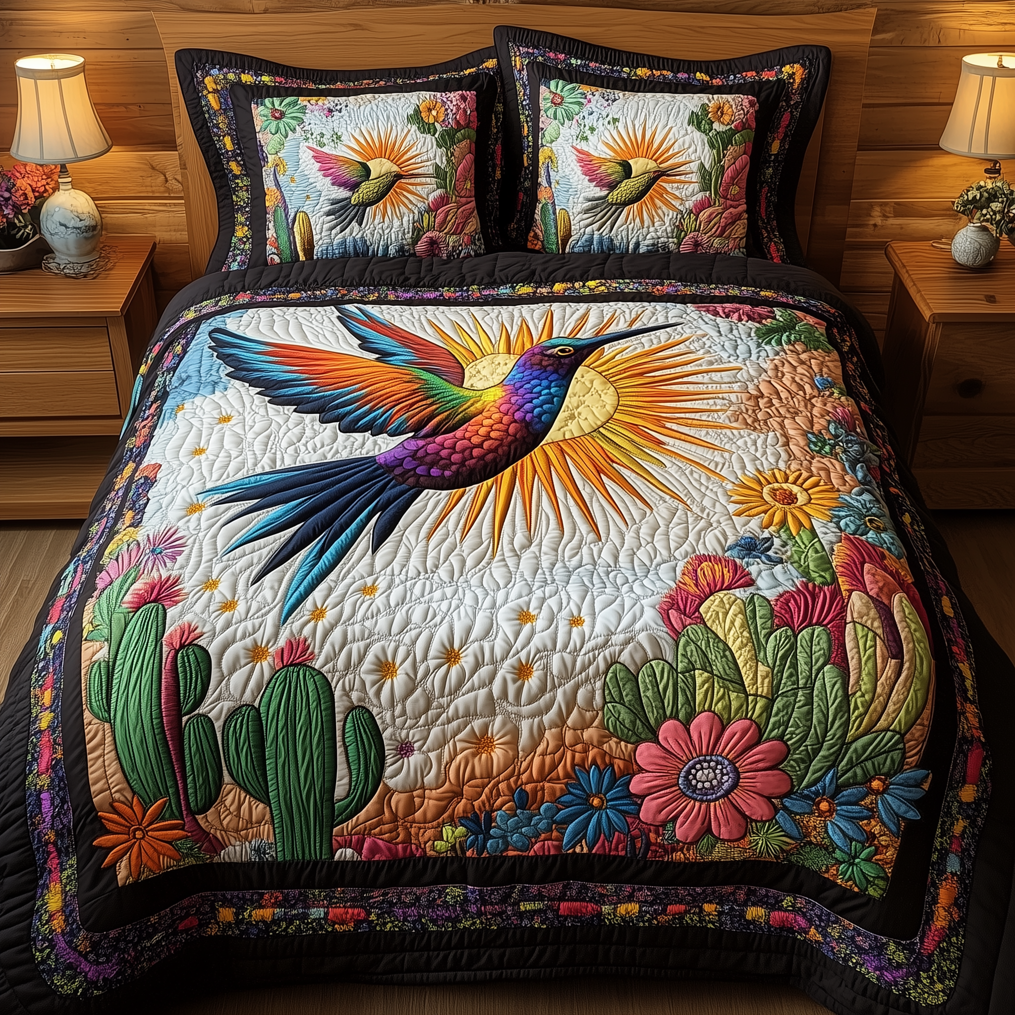 Hummingbird Sunset Flight Quilted Bedding Set Best Duvet Cover Bedspread Set Great Gifts For Mom