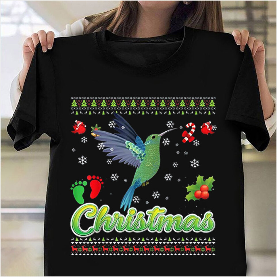Hummingbird Ugly Christmas Sweater T-Shirt Hummingbird Lover Xmas Clothing Men Women
