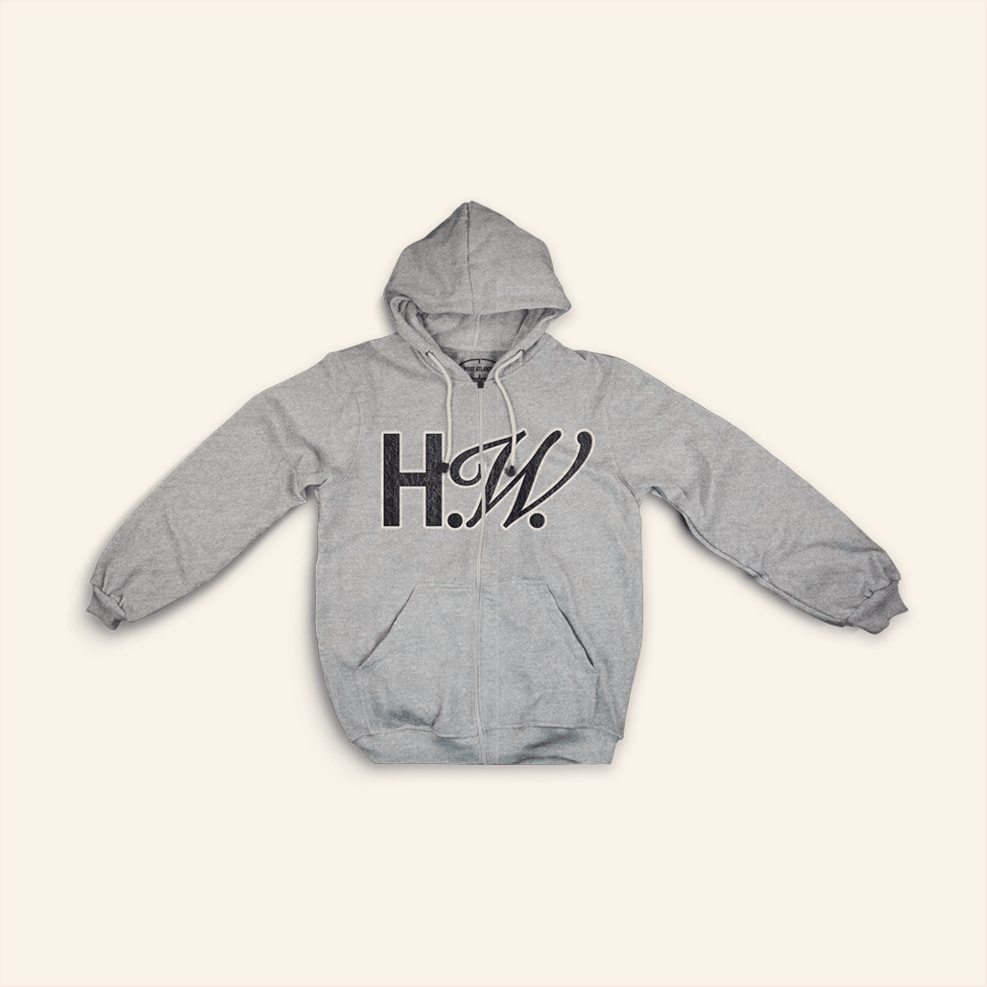 HW Chenille Patch Zip Heather Grey Hoodie Hayley Williams Merch Best Friend Birthday Gifts