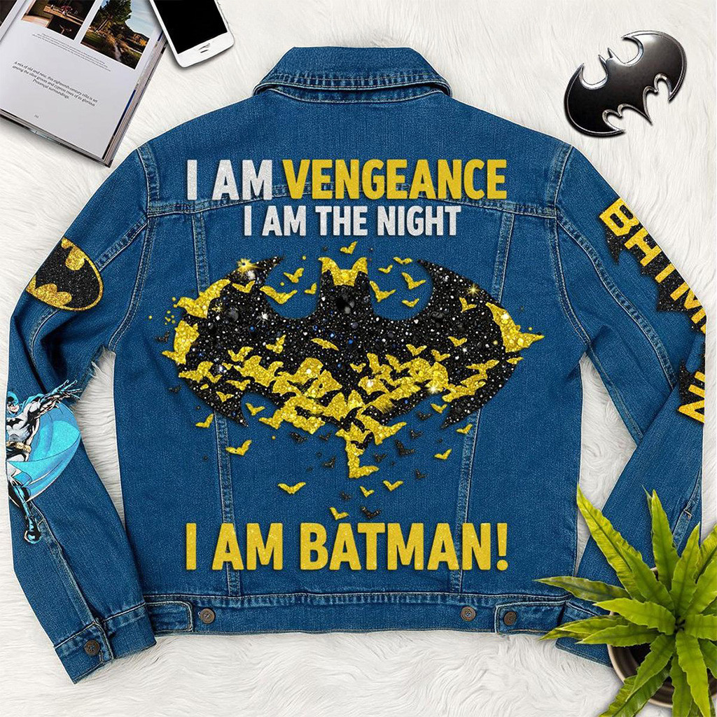 I Am Vengeance I Am The Night Denim Jacket I Am Batman Merch Gifts For Fans