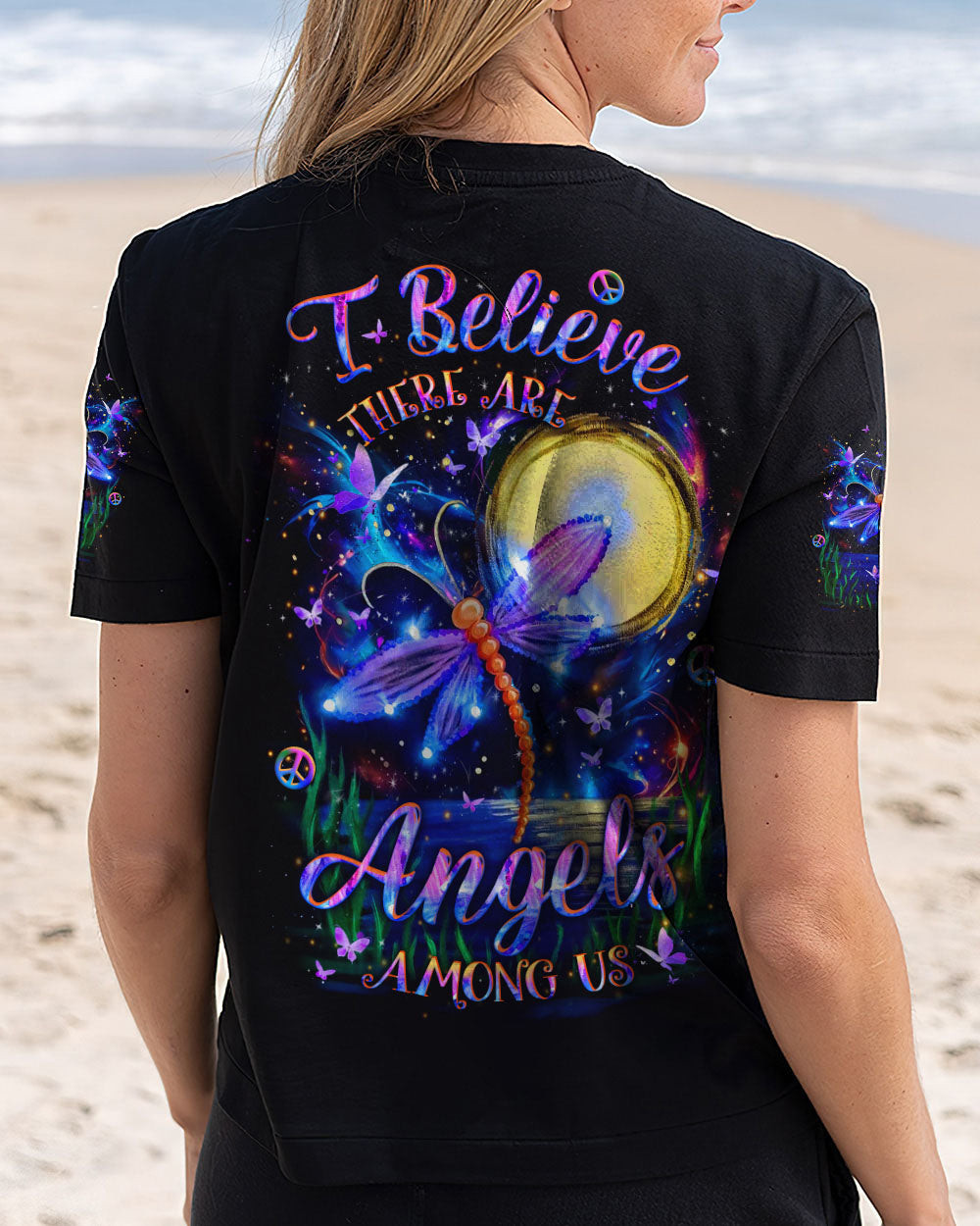 I Believe There Are Angels Among Dragonfly T-shirt 5 Year Anniversary Gift For Her
