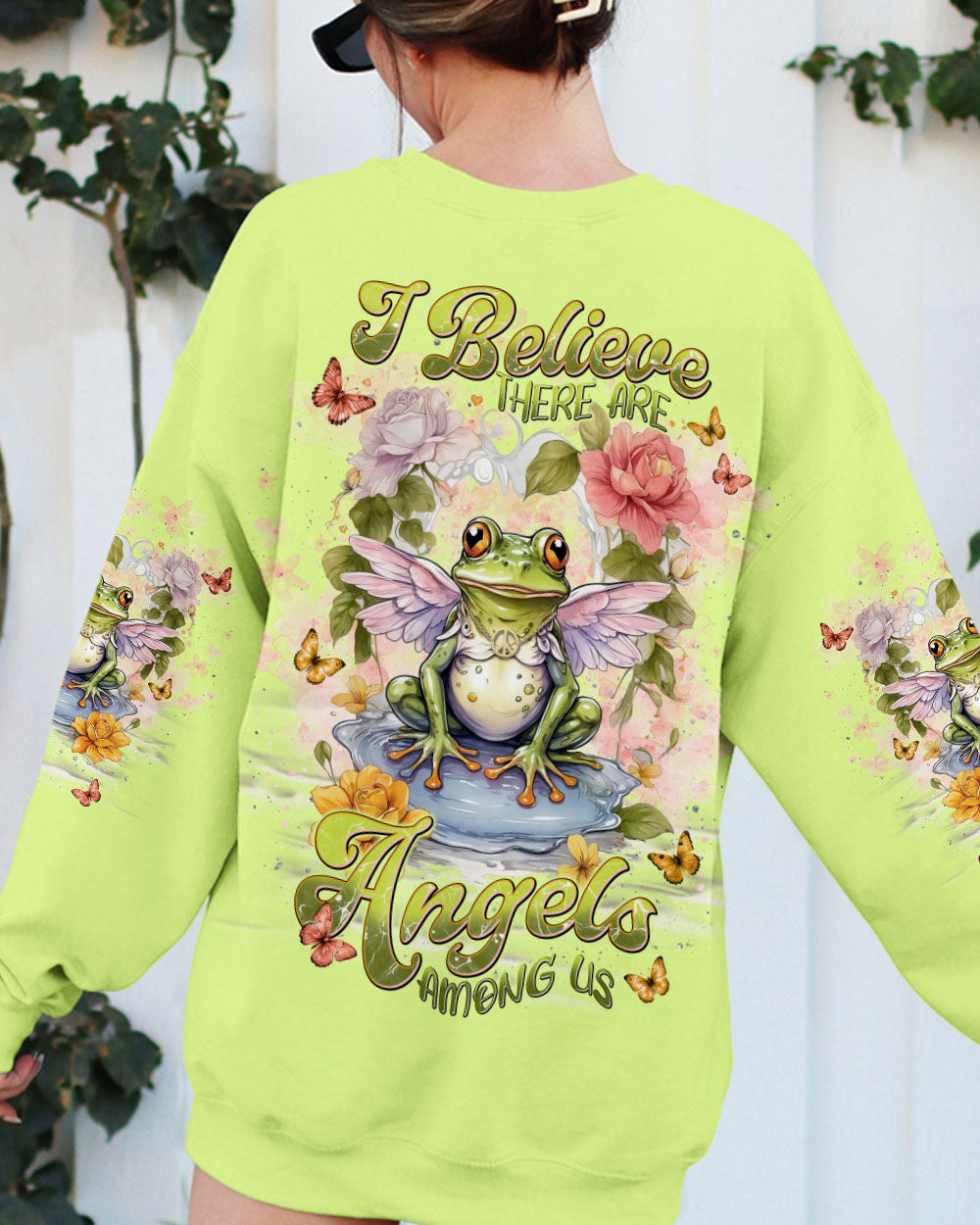 I Believe There Are Angels Among Frog Sweatshirt 1 Year Anniversary Gift For Her