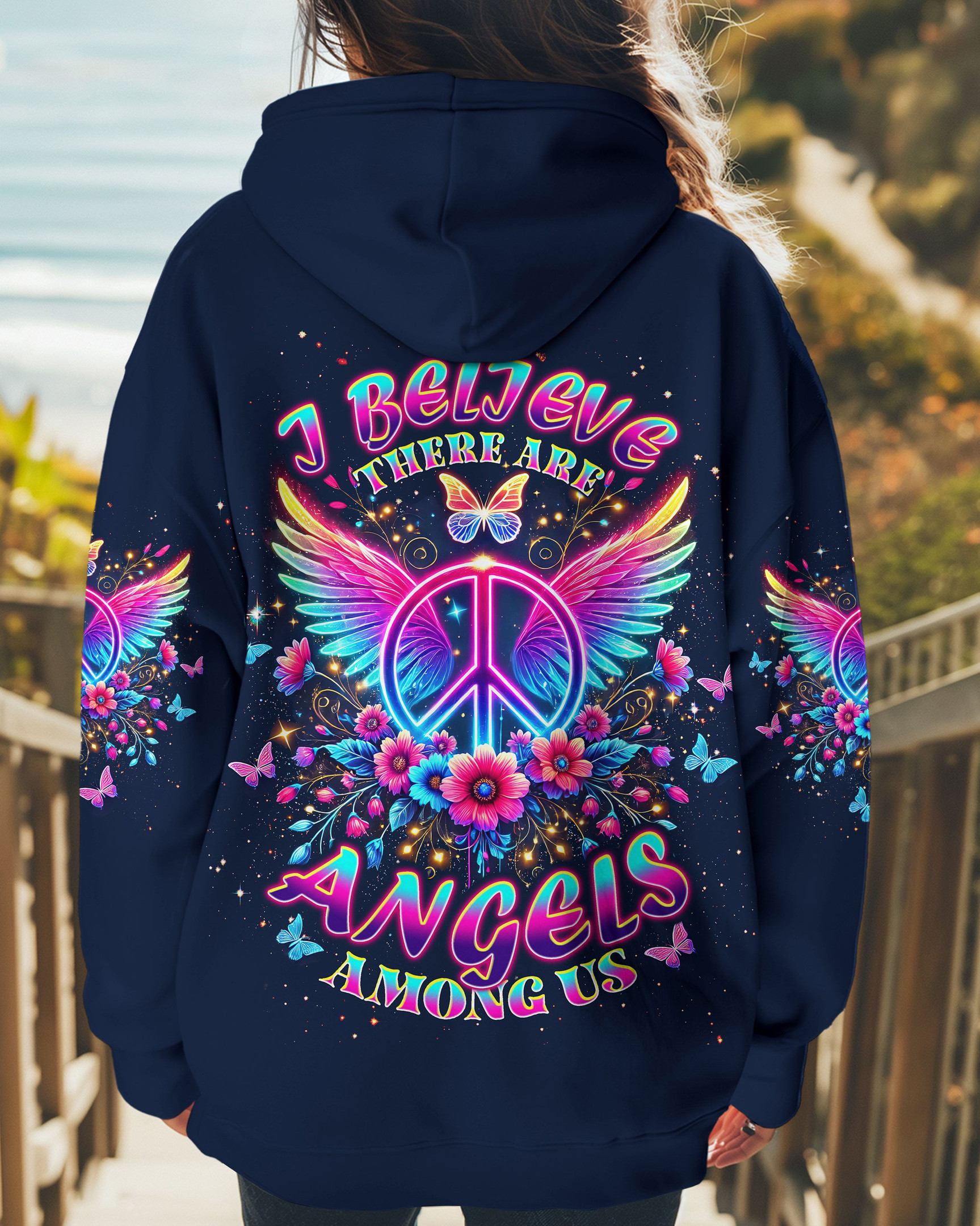 I Believe There Are Angels Among Peace Wings Hoodie Best Birthday Gift For Girlfriend