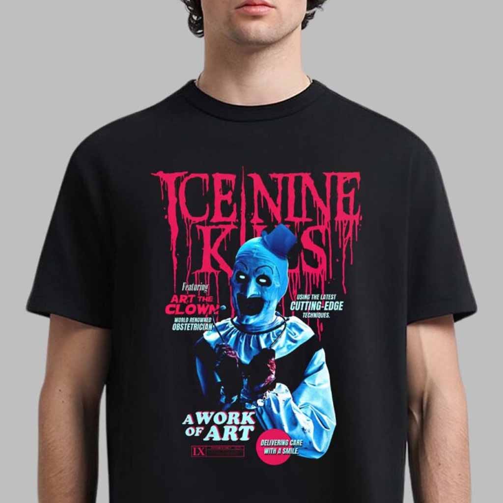 Ice Nine Kills X Terrifier Art The Clown Cutting Edge T-Shirt Fan Apparel Gifts For Dad