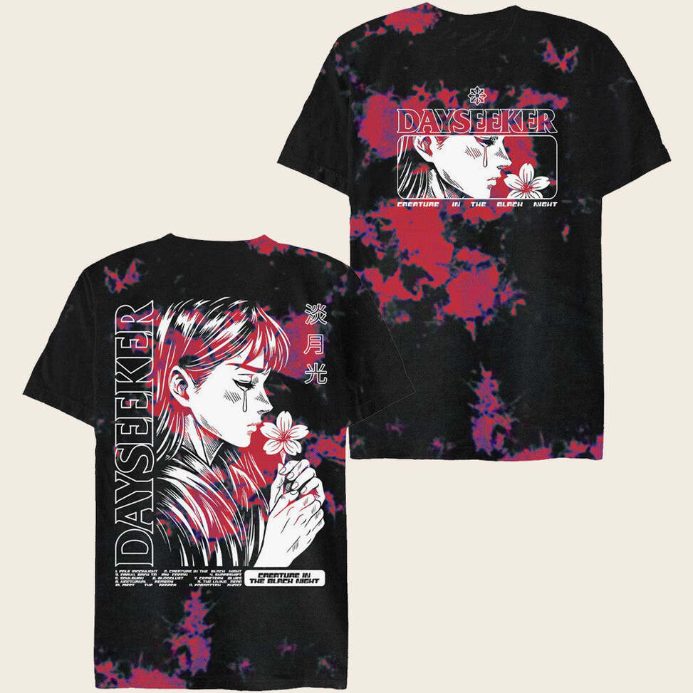 Impericon Merch Dayseeker Crying Girl BlackRed Tie Dye T-Shirt Gifts For Her Gifts For Besties