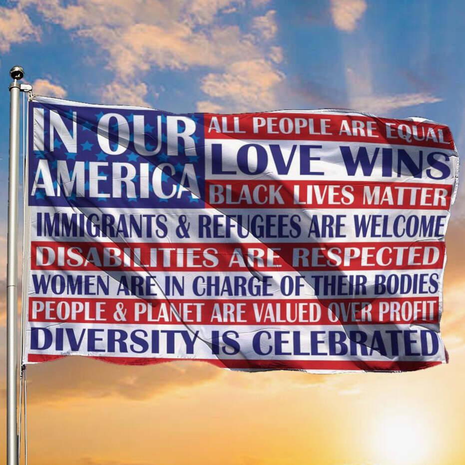 In Our America Flag Love Win Black Lives Matter Sign 1776 Patriotic July 4th Decor