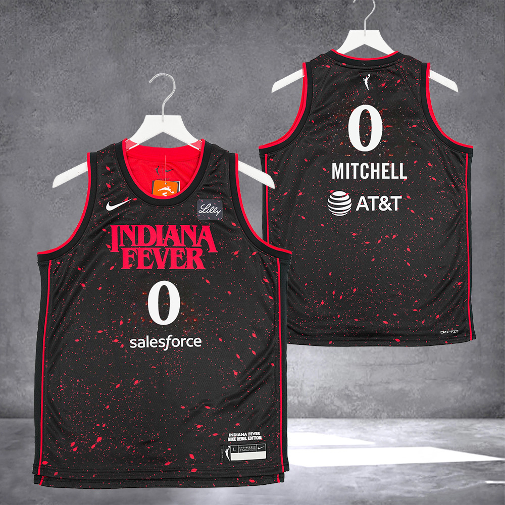 Indiana Fever 0 Kelsey Mitchell Stranger Things Rebel Swingman Jersey Her Gifts