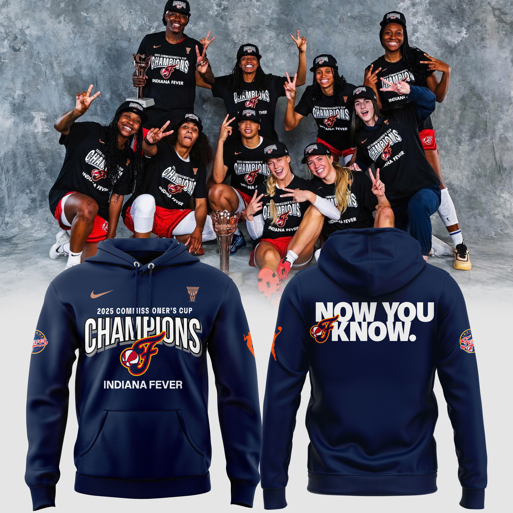 Indiana Fever 2025 Wnba Commissioners Cup Champions Hoodie Gift Ideas For Basketball Lovers