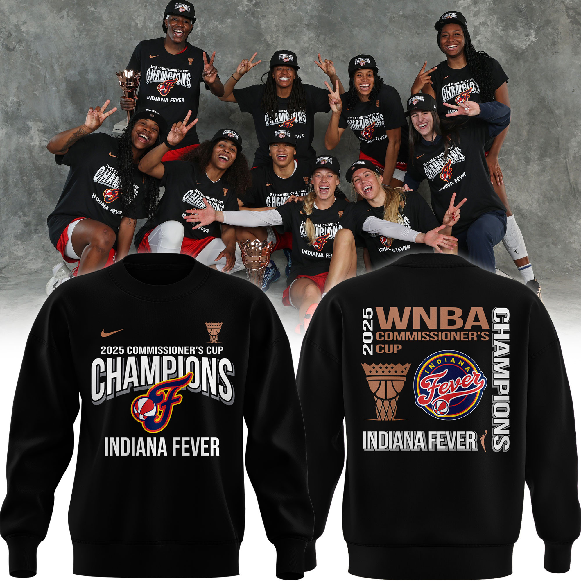 Indiana Fever 2025 Wnba Commissioners Cup Champions Sweatshirt Gifts For Mom