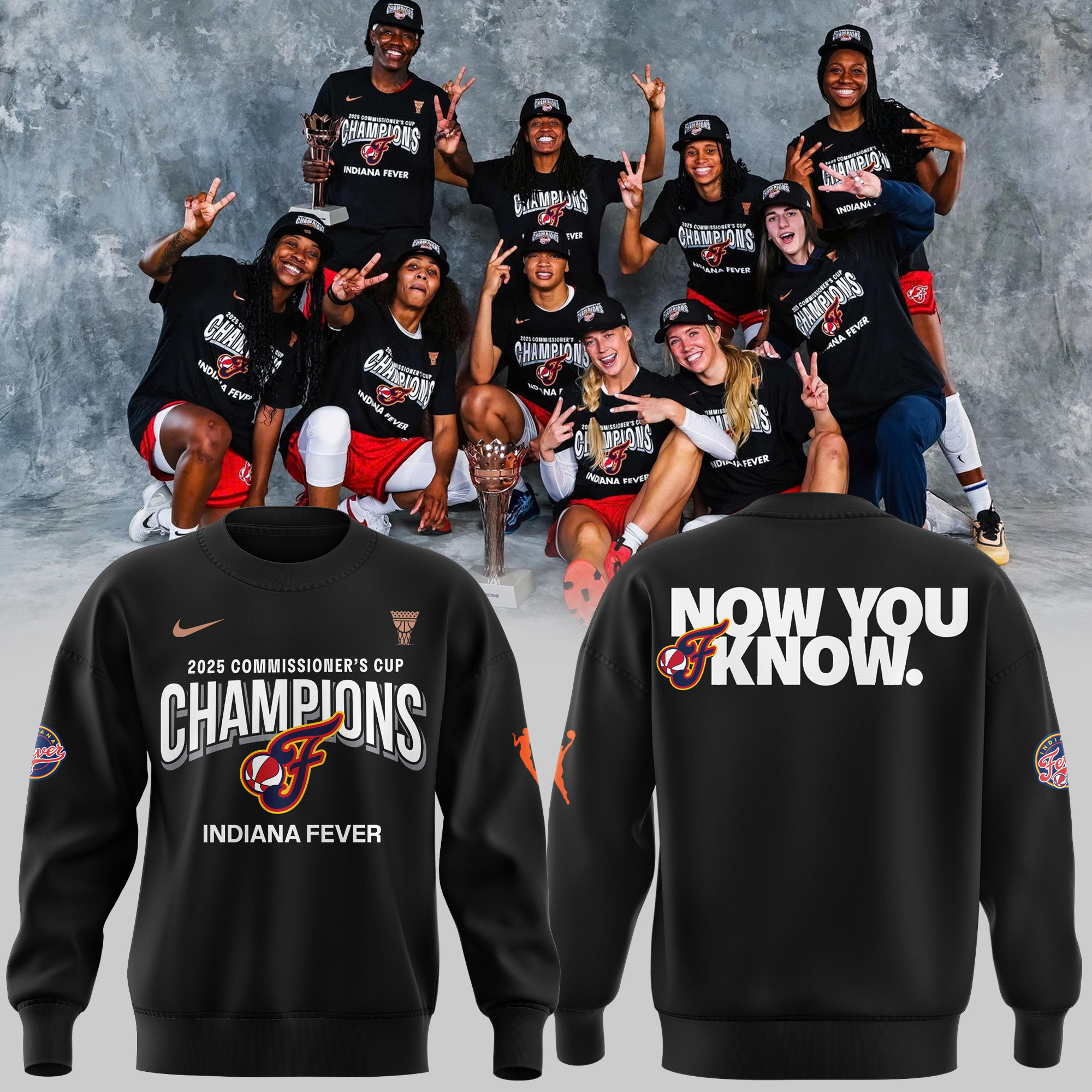 Indiana Fever 2025 Wnba Commissioners Cup Champions Sweatshirt Presents For Basketball Fans