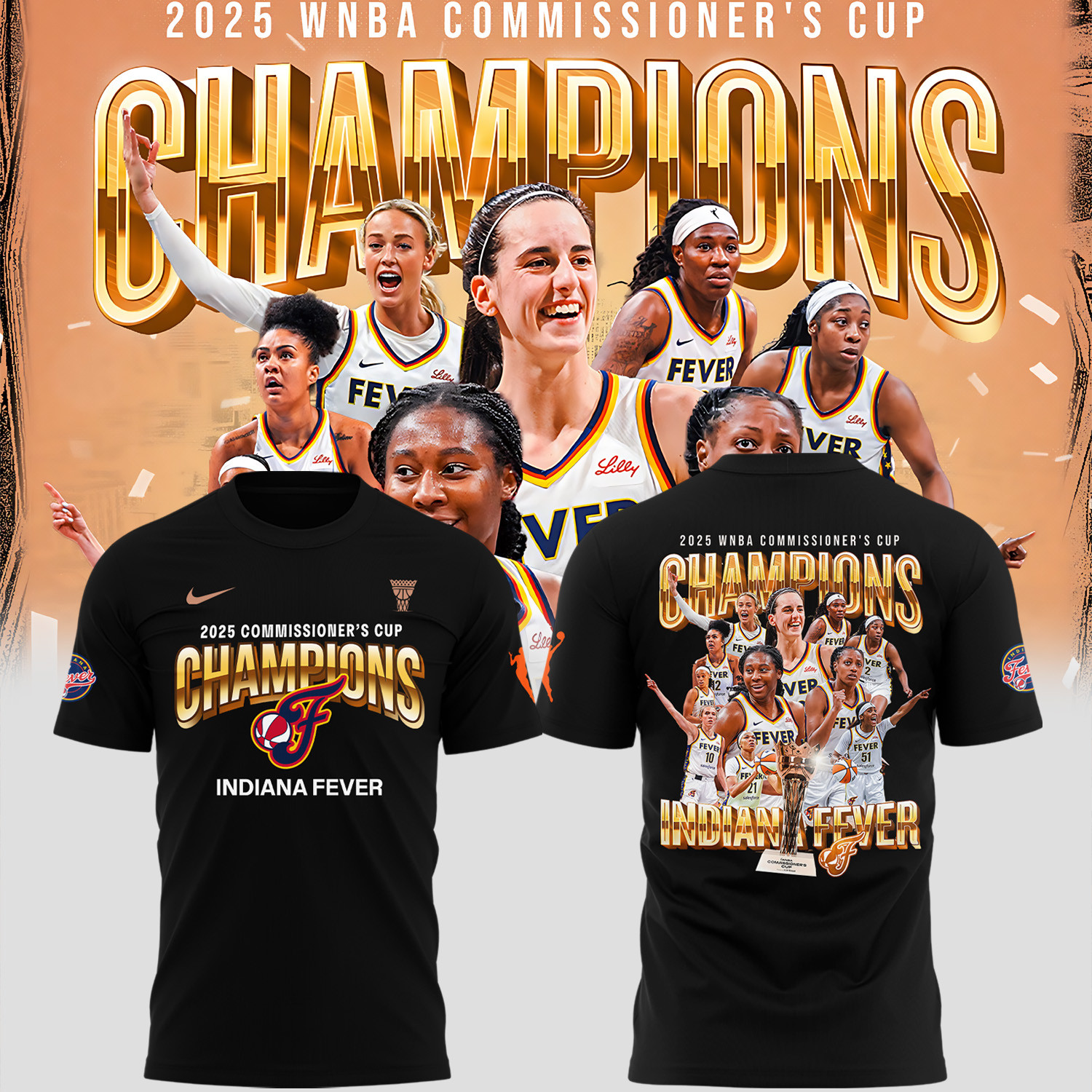 Indiana Fever 2025 Wnba Commissioners Cup Champions T-Shirt Gift Ideas For Basketball Lovers