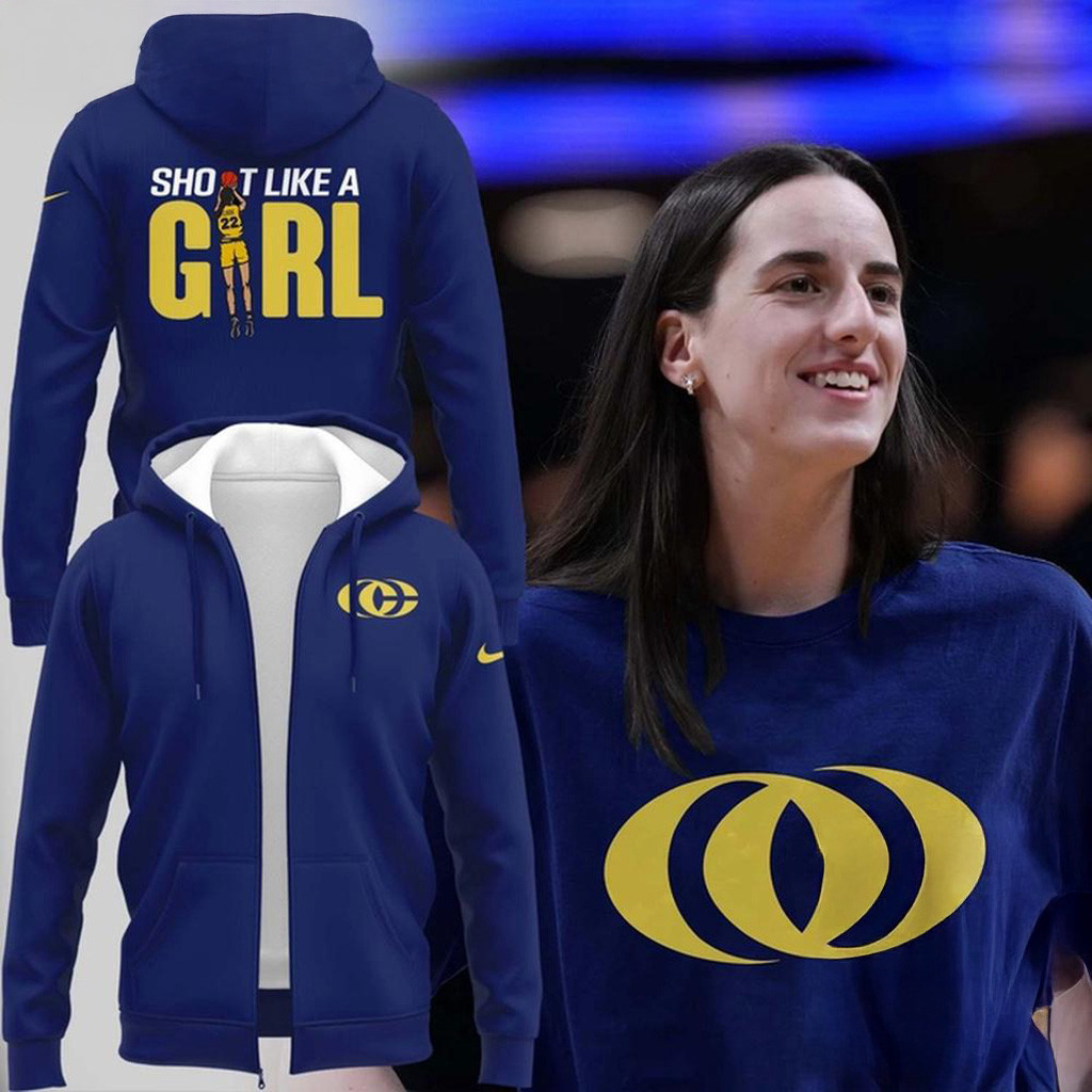 Indiana Fever Caitlin Clark Shoot Like A Girl Zip Hoodie Gift Ideas For Basketball Lovers