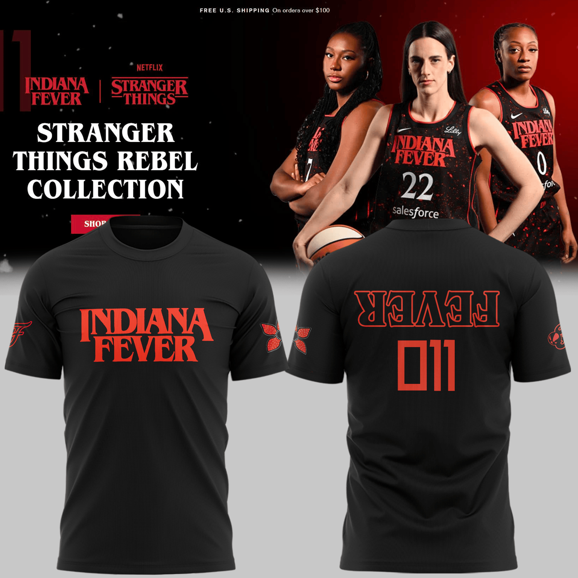 Indiana Fever Stranger Things Rebel Swingman Black Shirt Gifts For Basketball Lovers