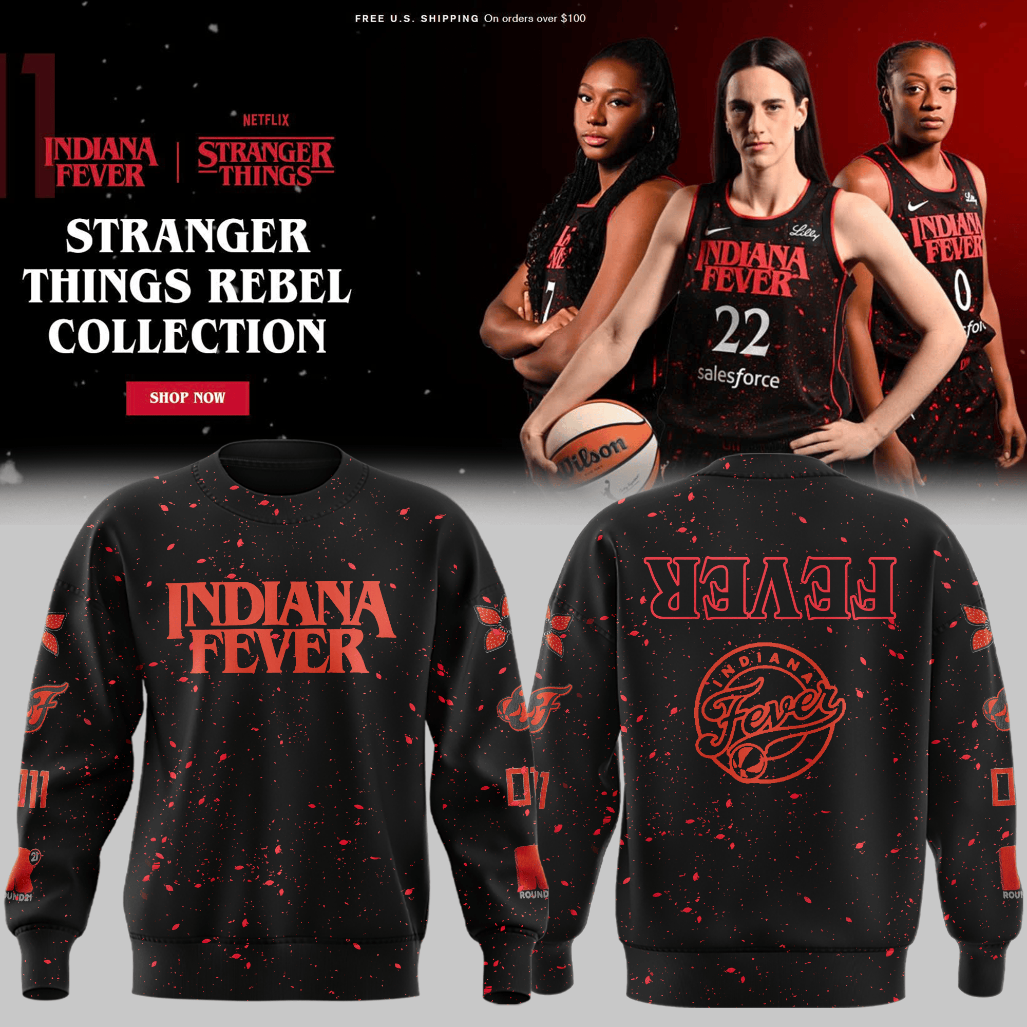 Indiana Fever Stranger Things Rebel Swingman Black Sweatshirt Best Gifts For Fans