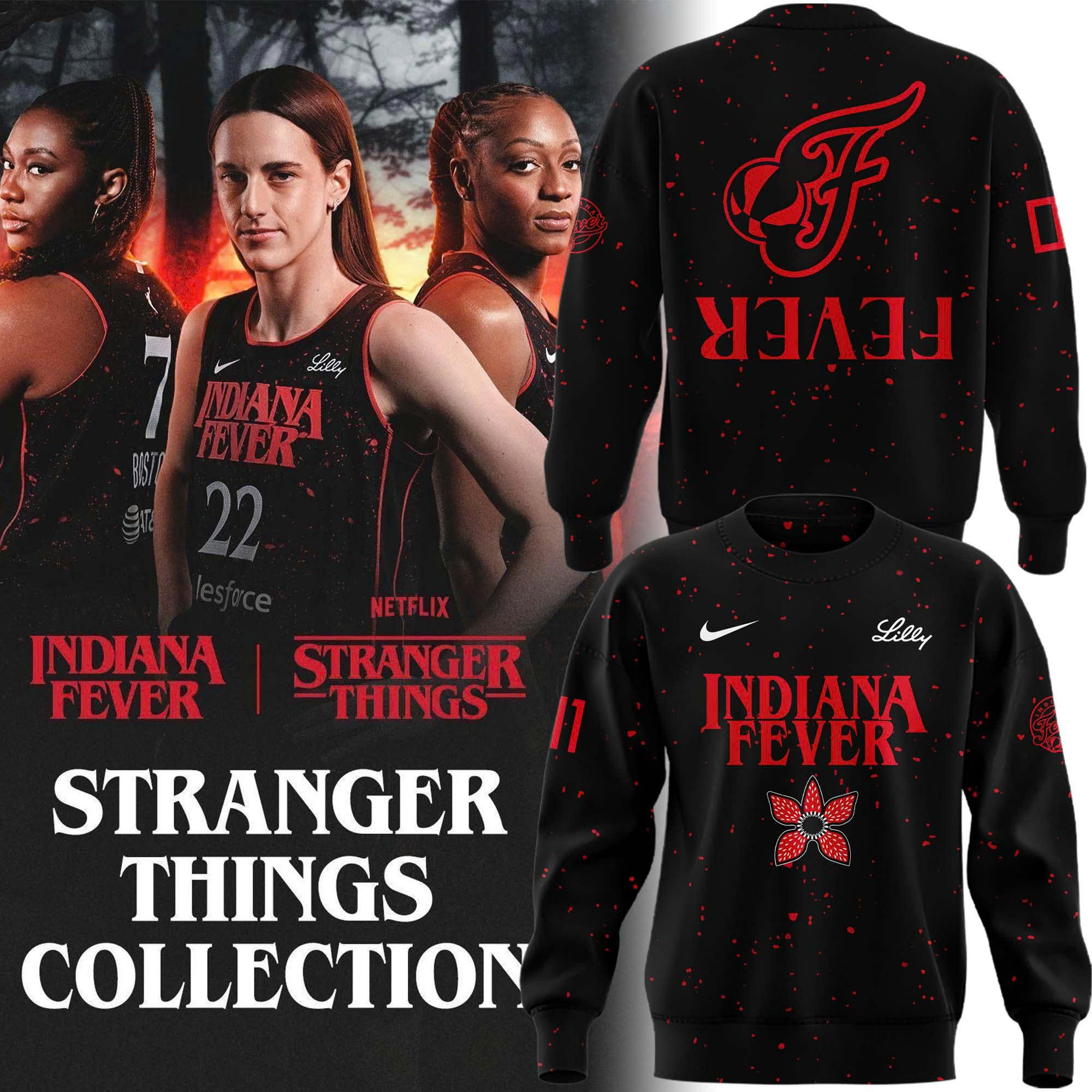 Indiana Fever Stranger Things Rebel Swingman Black Sweatshirt Gifts For Basketball Fans