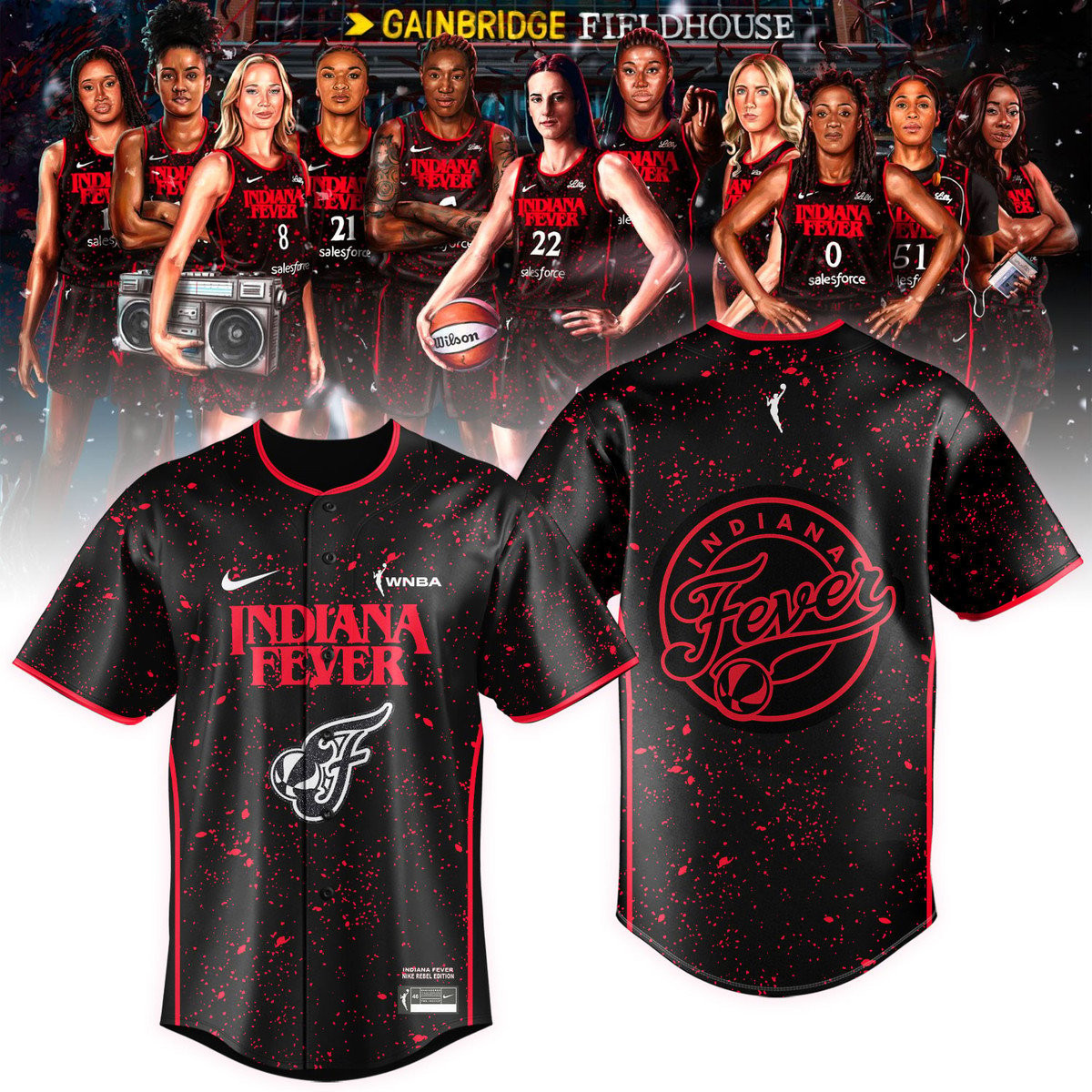 Indiana Fever X Stranger Things Baseball Jersey Merch Fan Gift