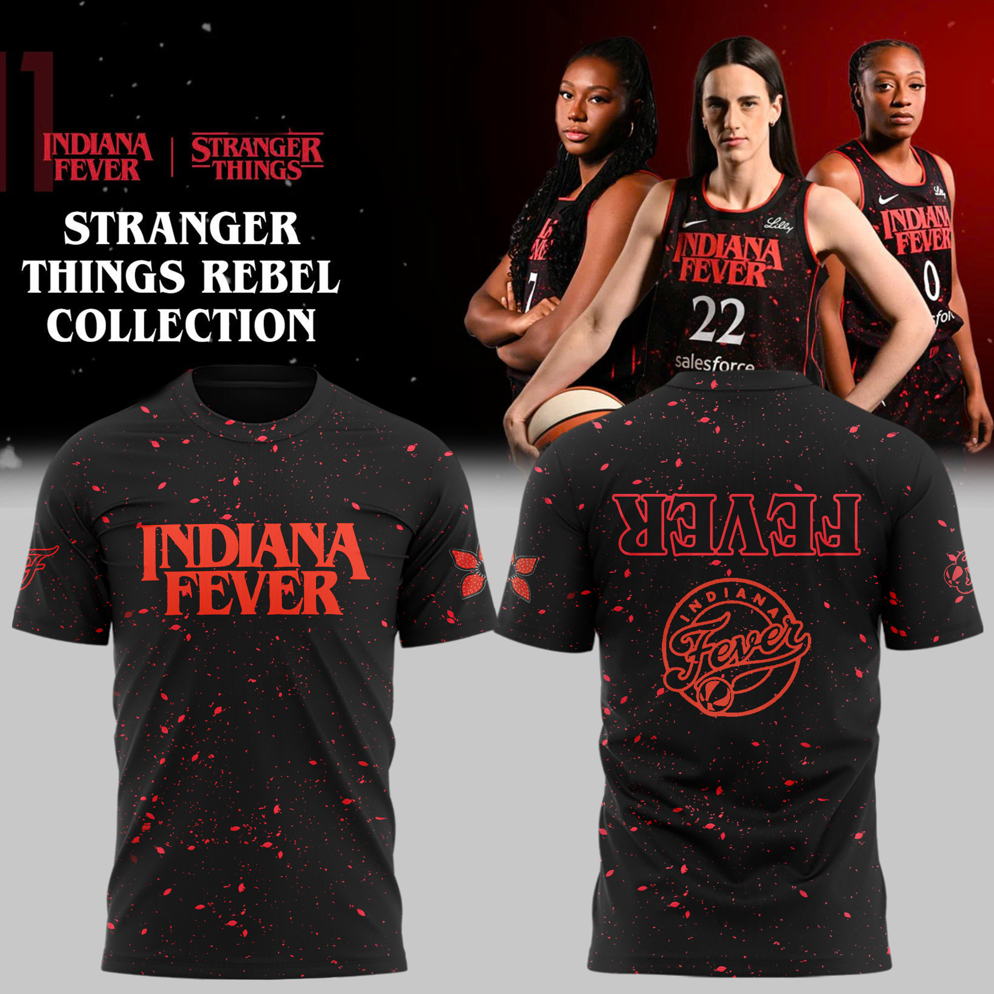 Indiana Fever X Stranger Things Rebel Swingman Black Shirt Best Gift For Fans