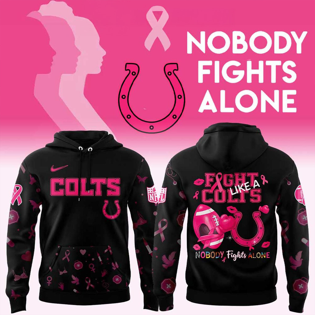 Indianapolis Colts Nobody Fights Alone Breast Cancer Hoodie Indianapolis Colts Merch