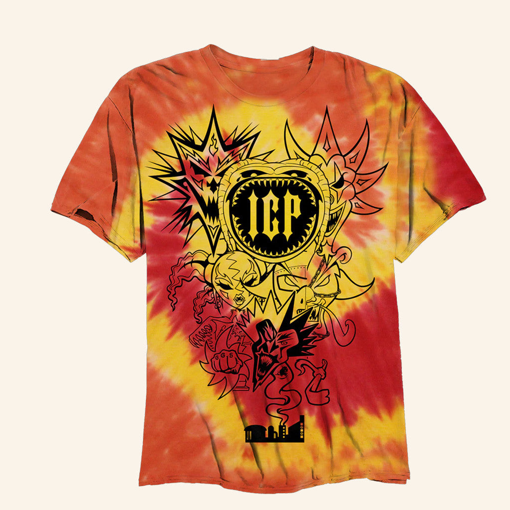 Insane Clown Posse Merch 2Nd 6 Jokers T-Shirt In Orange Twist Dye Shirt Dudes Gifts