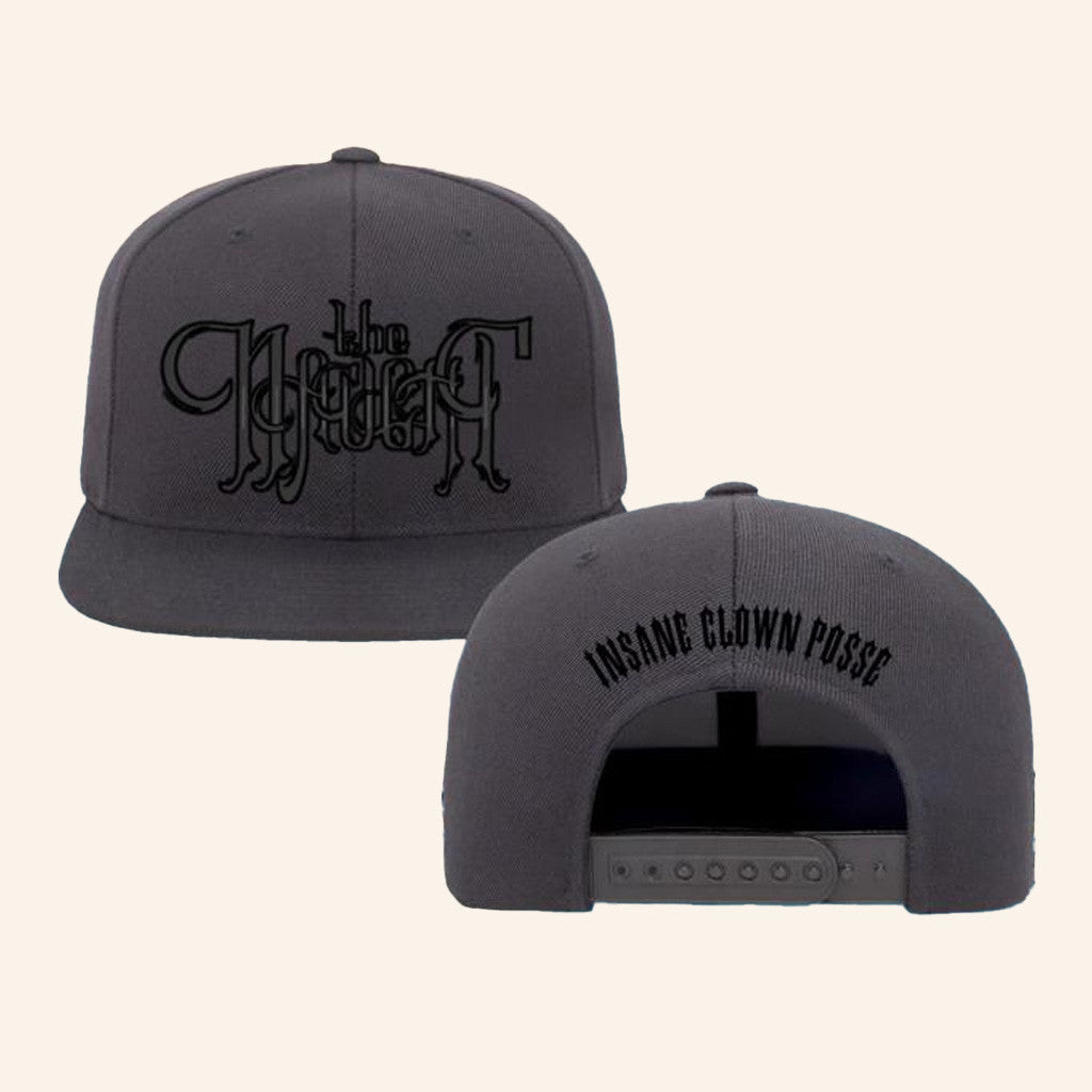 Insane Clown Posse Merch Naught Text Flatbill Snapback Hat Charcoal Embroidered