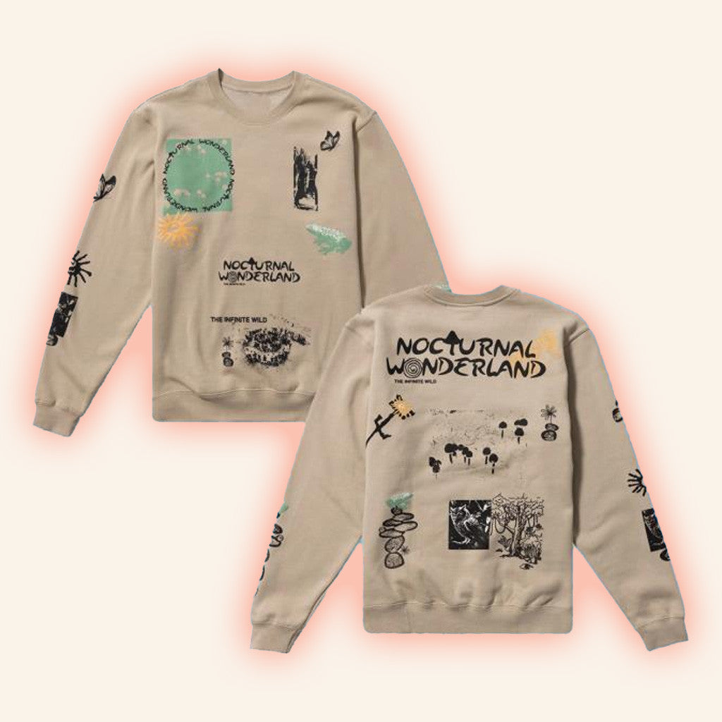 Insomniac Merch Nocturnal Wonderland Exploring Bliss Crewneck Sweatshirt Best Birthday Gift For Husband
