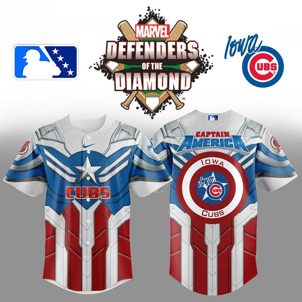 Iowa Cubs X Marvel Defenders Of The Diamond Baseball Jersey Iowa Cubs Merch Gifts For Boyfriend