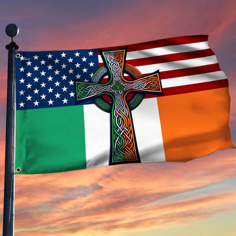 Irish Celtic Knot Cross St. Patrick's Day Flag Irish American Flag Patriotic Decor