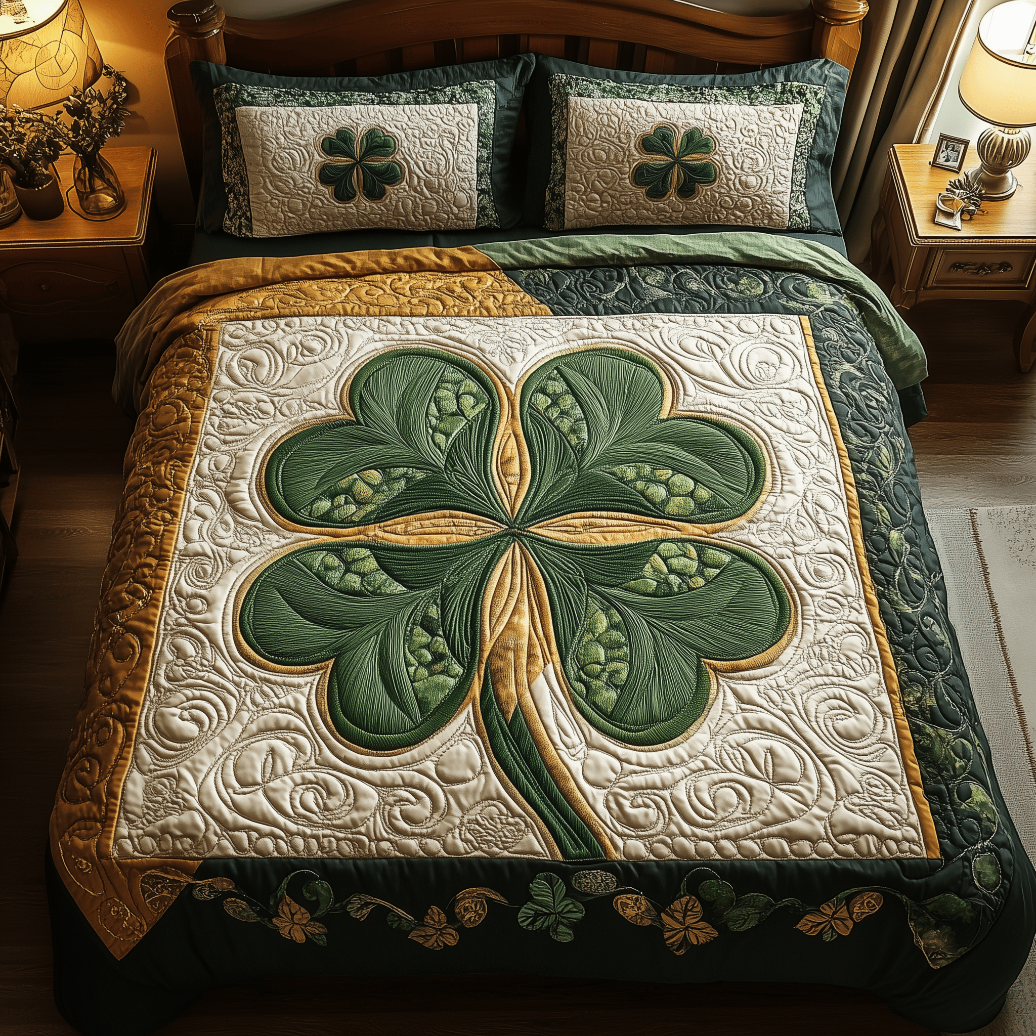 Irish Lucky Charm Quilted Bedding Set Duvet Cover Bedspread Set Item Father'sDay Present Ideas