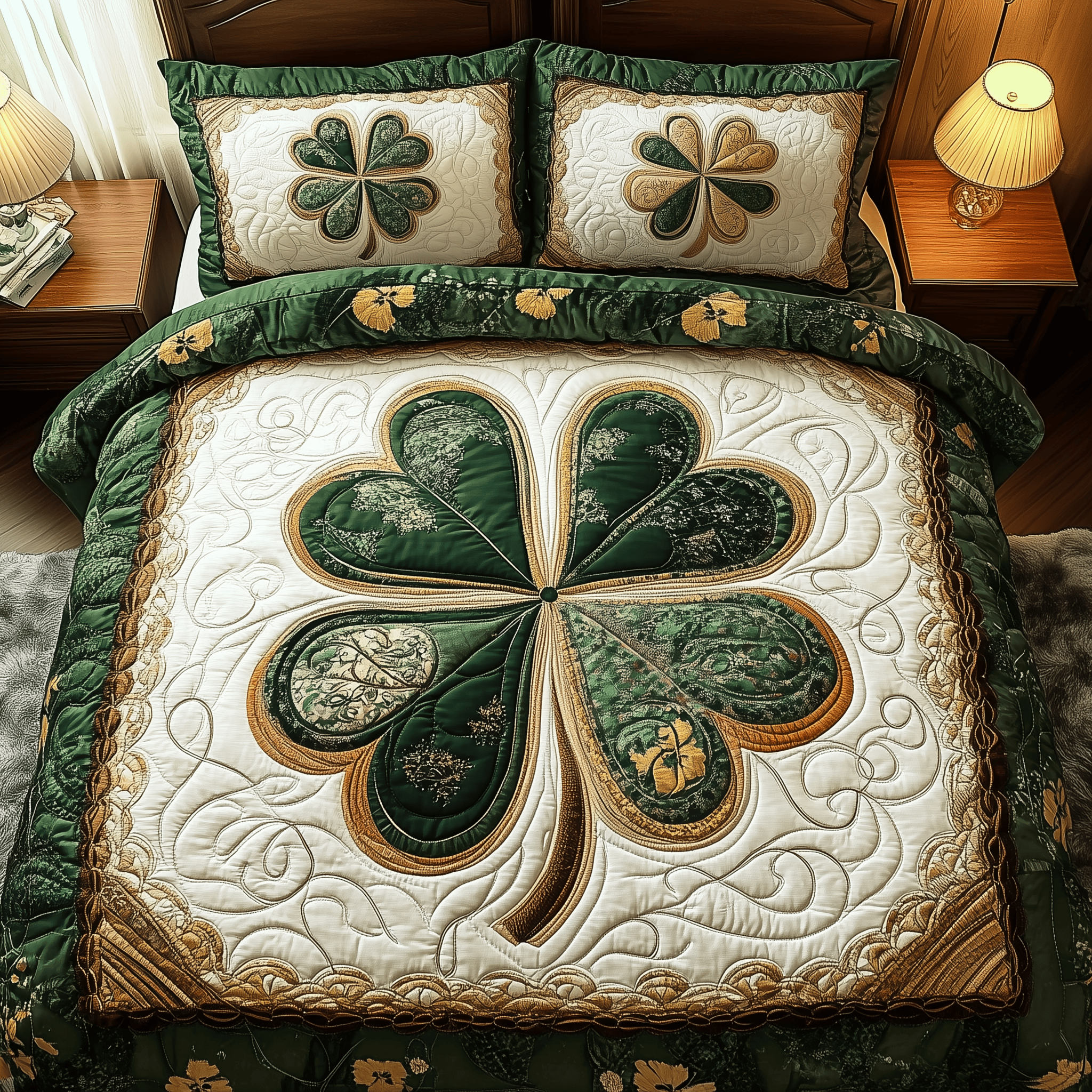Irish Lucky Charm Quilted Bedding Set Duvet Cover Bedspread Set Item Great Father's Day Gifts