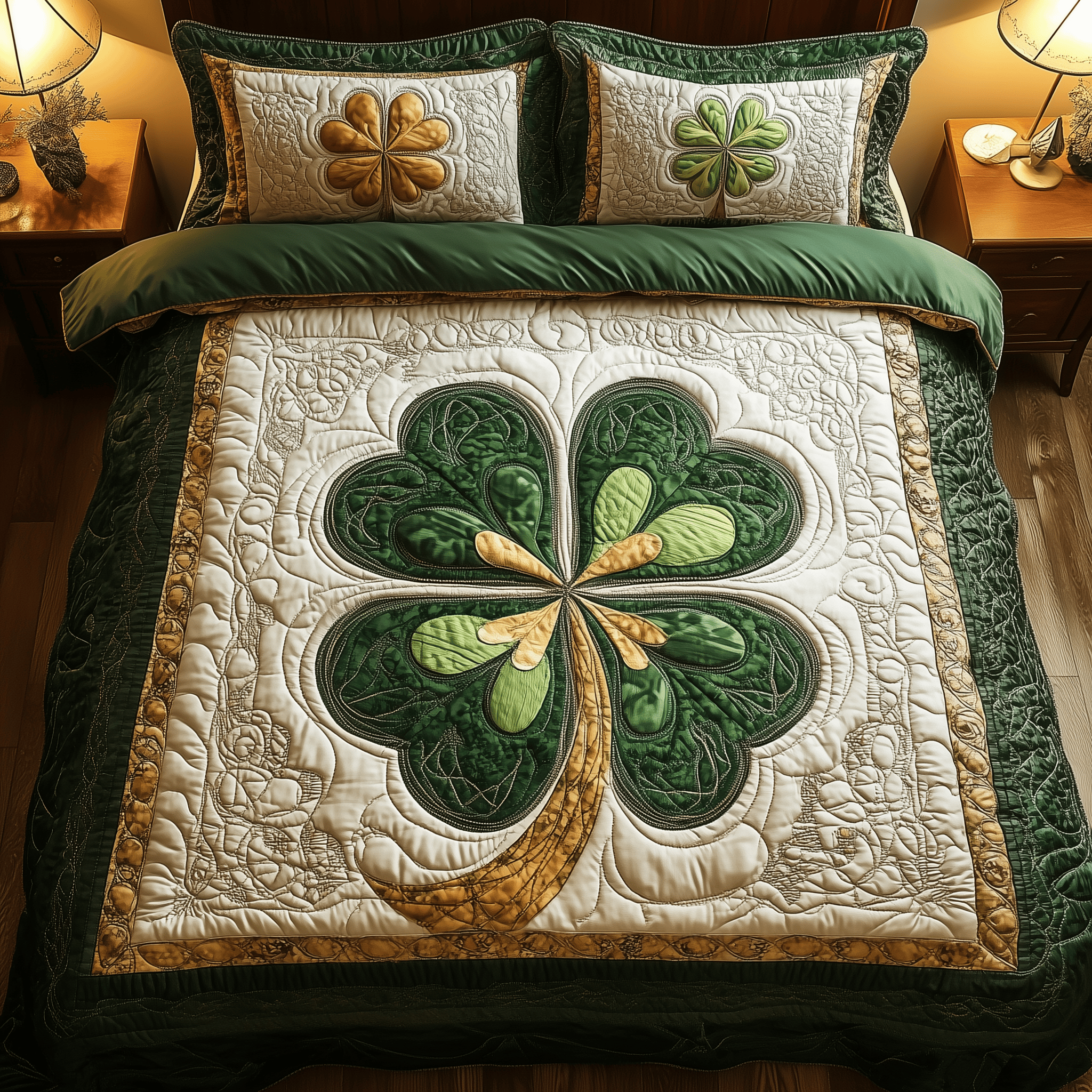 Irish Lucky Charm Quilted Bedding Set Duvet Cover Bedspread Set Item Meaningful Father's Day Gifts