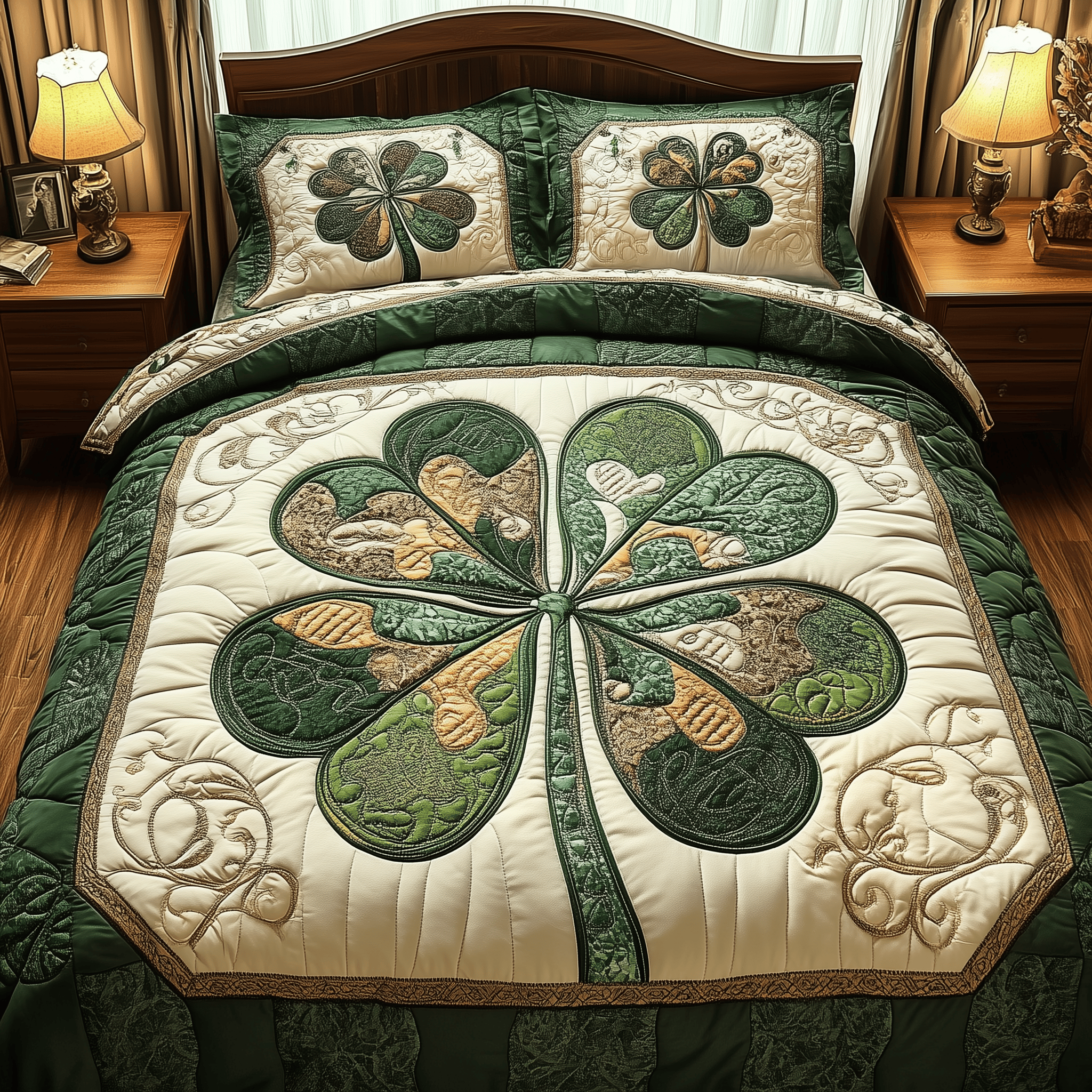 Irish Lucky Charm Quilted Bedding Set Duvet Cover Bedspread Set Item Retirement Gift Ideas For Men