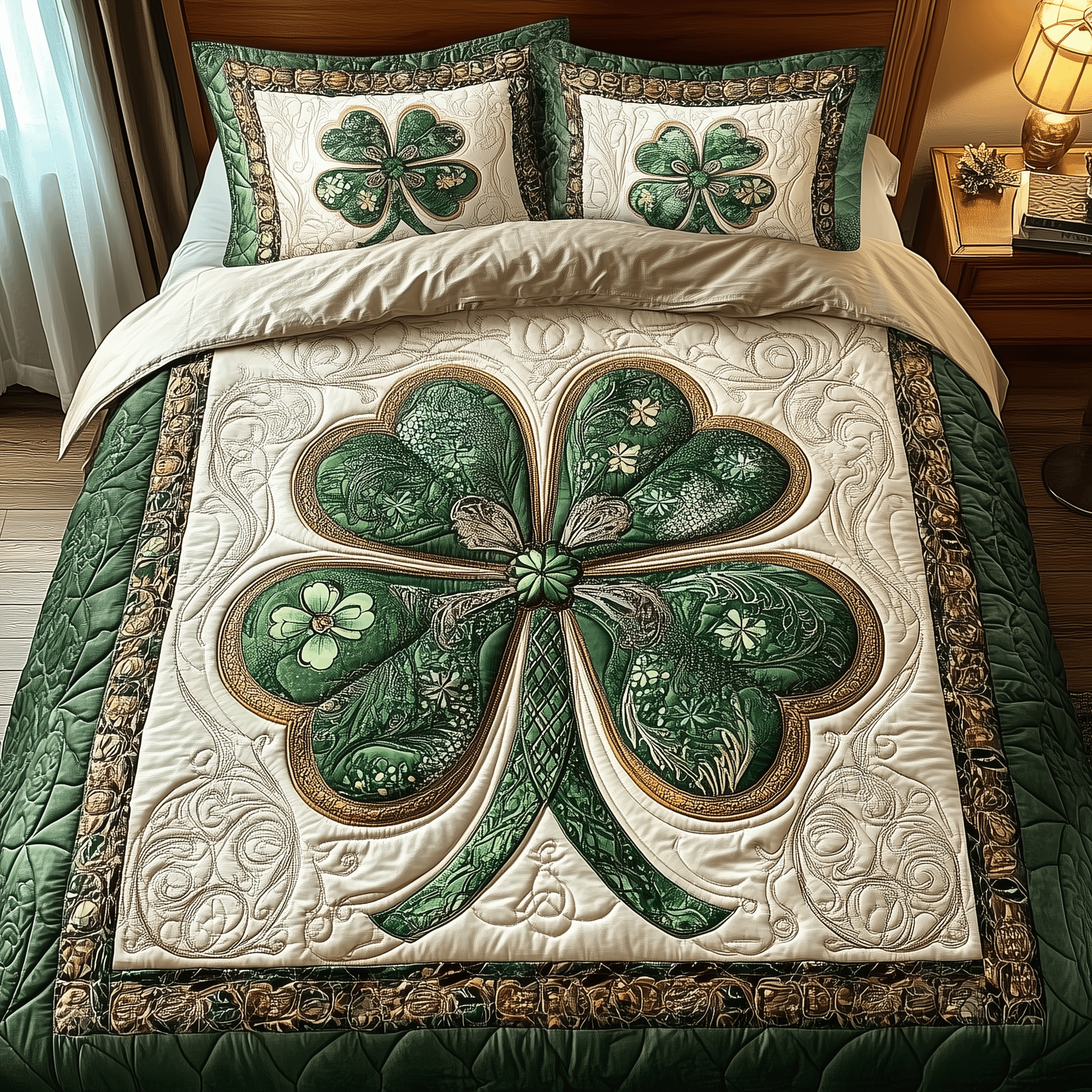Irish Lucky Charm Quilted Bedding Set Duvet Cover Bedspread Set Item Step Dad Gifts