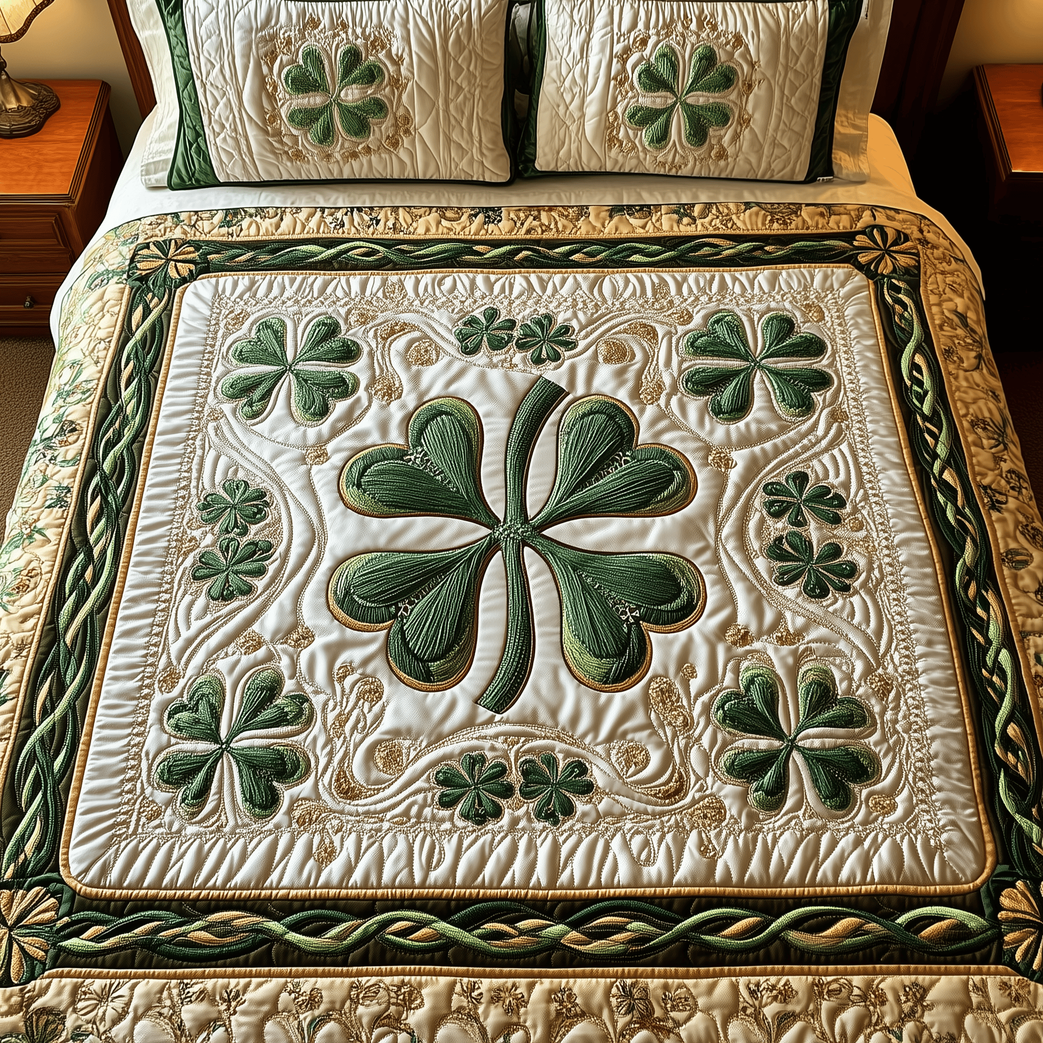 Irish Shamrock Quilted Bedding Set St Patrick's Day Duvet Cover Best Father's Day Gifts