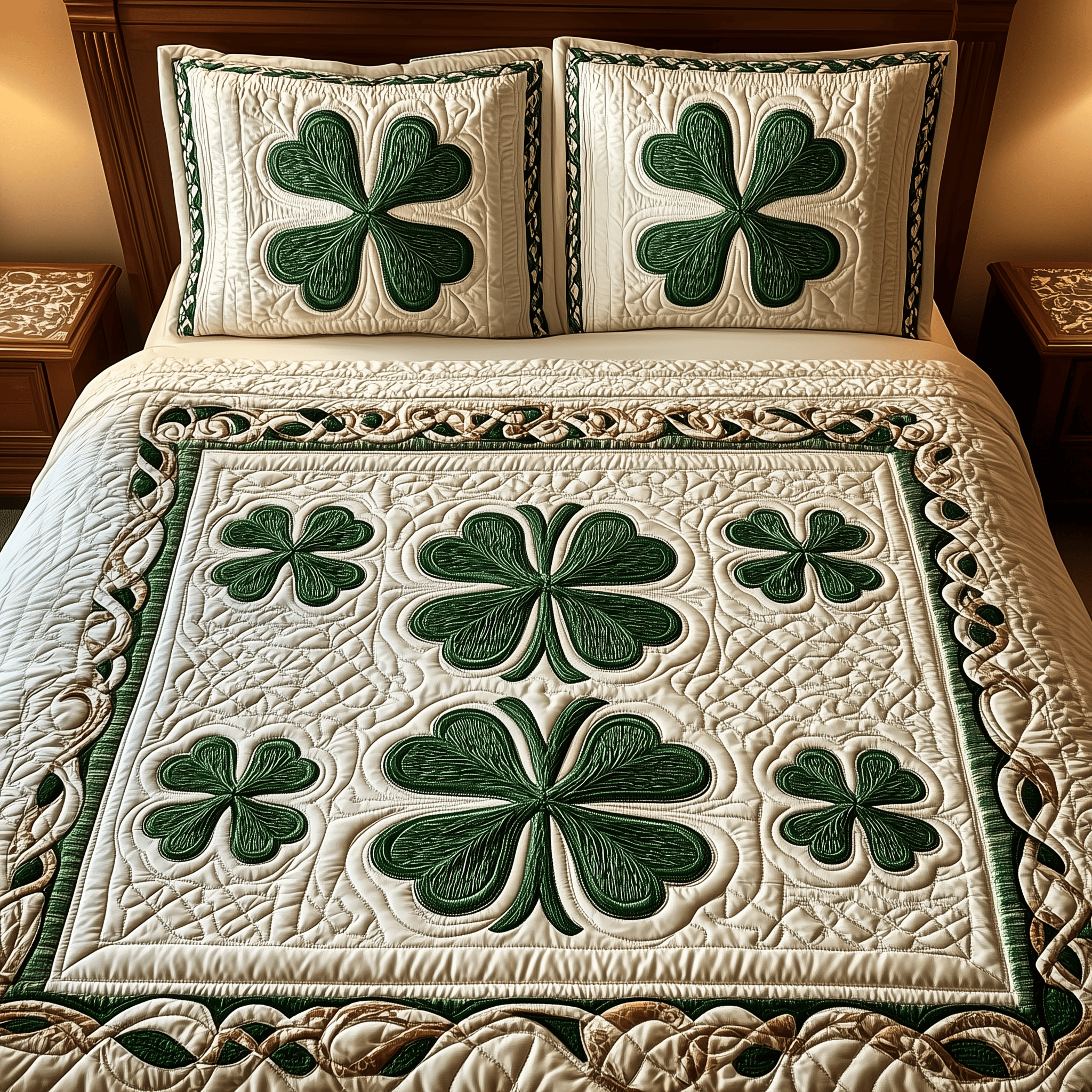 Irish Shamrock Quilted Bedding Set St Patrick's Day Duvet Cover First Fathers Day Gift Ideas