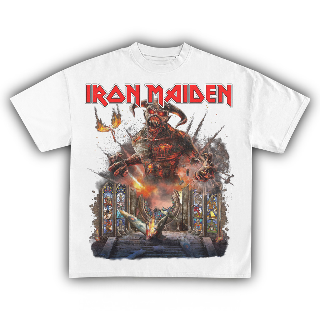 Iron Maiden Demon Eddie T-Shirt White Iron Maiden Merch Unique Gifts For Music Lovers