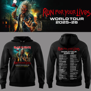 Iron Maiden World Tour 2526 Limited Run For Your Life Black Hoodiepa04102521