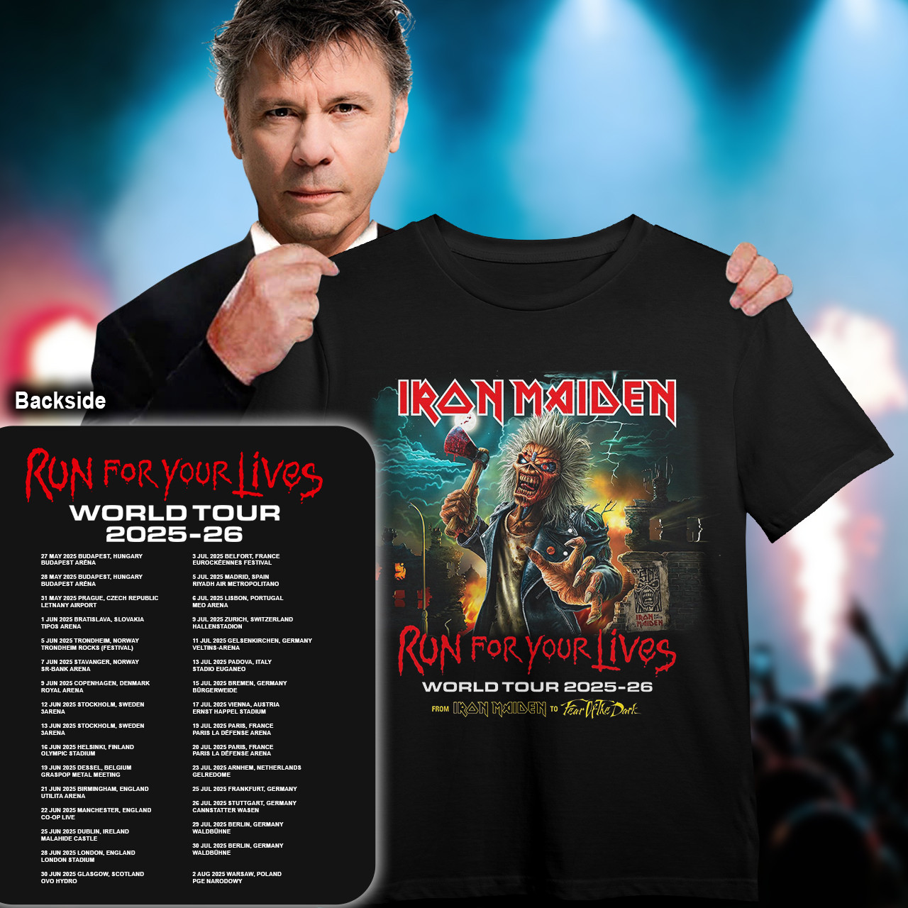 Iron Maiden World Tour 2526 Limited Run For Your Life Black Tshirtpa04102522