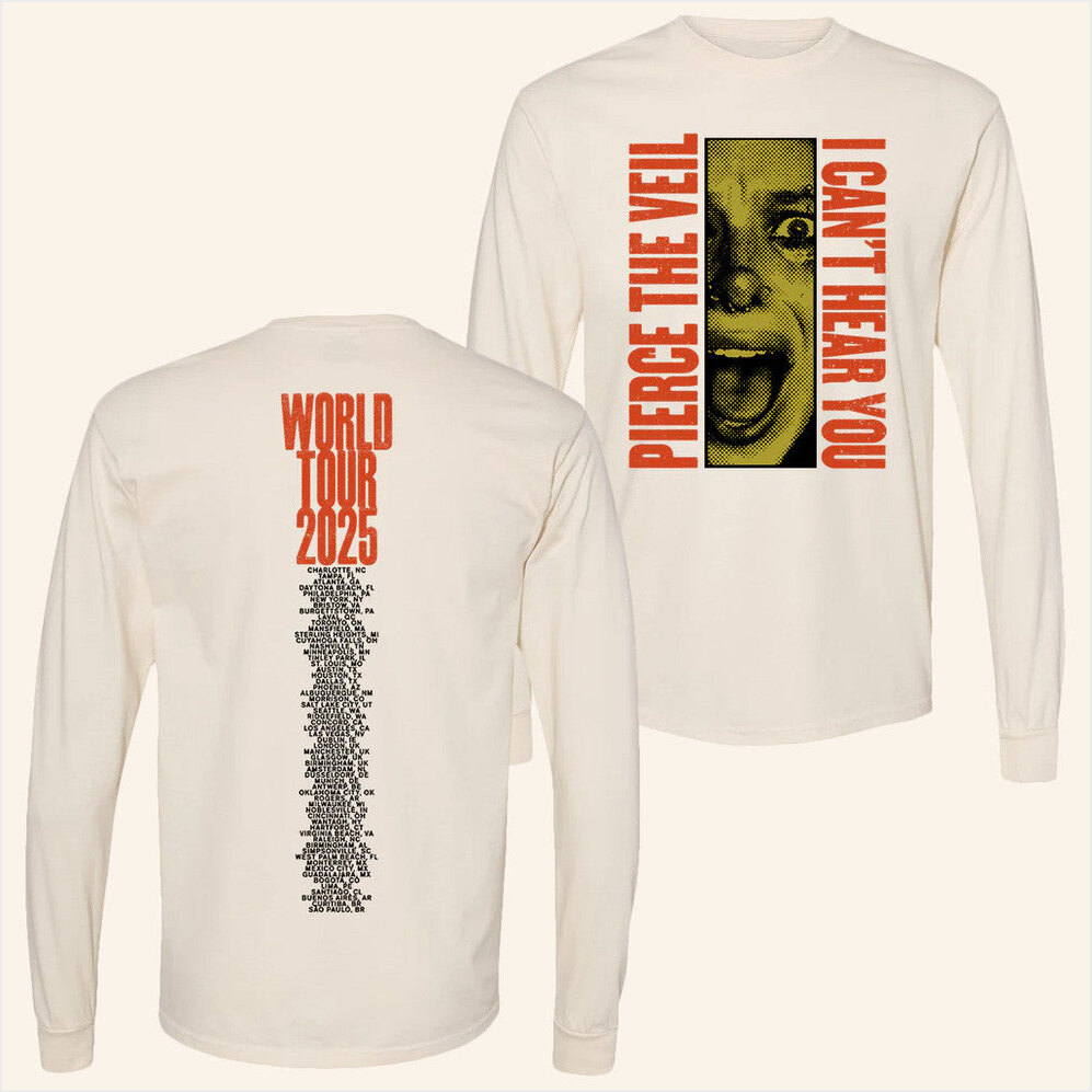 Ivory Screamblocks Long Sleeve T-Shirt Pierce The Veil Merch Birthday Gifts For Best Friend
