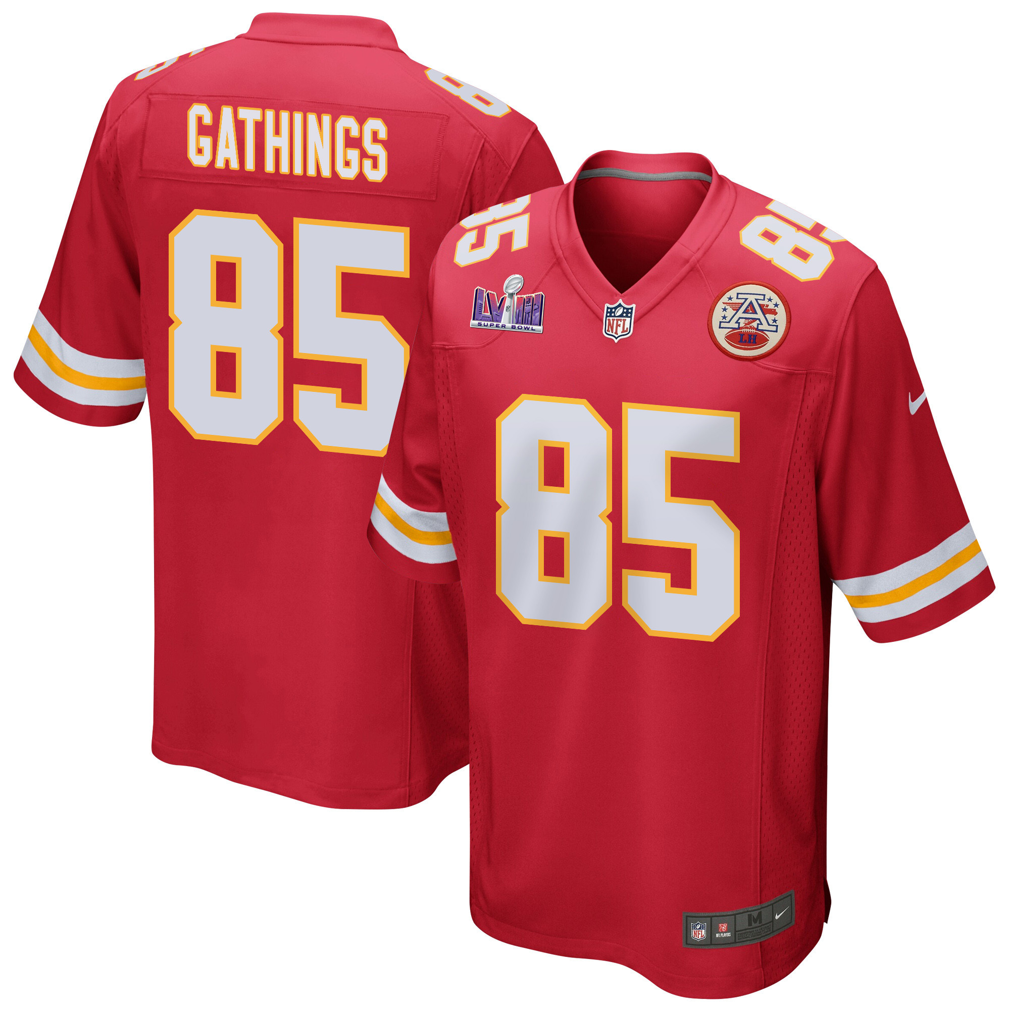 Izaiah Gathings 85 Kansas City Chiefs Super Bowl LVIII Patch Game Men Jersey - Red - JSDV168