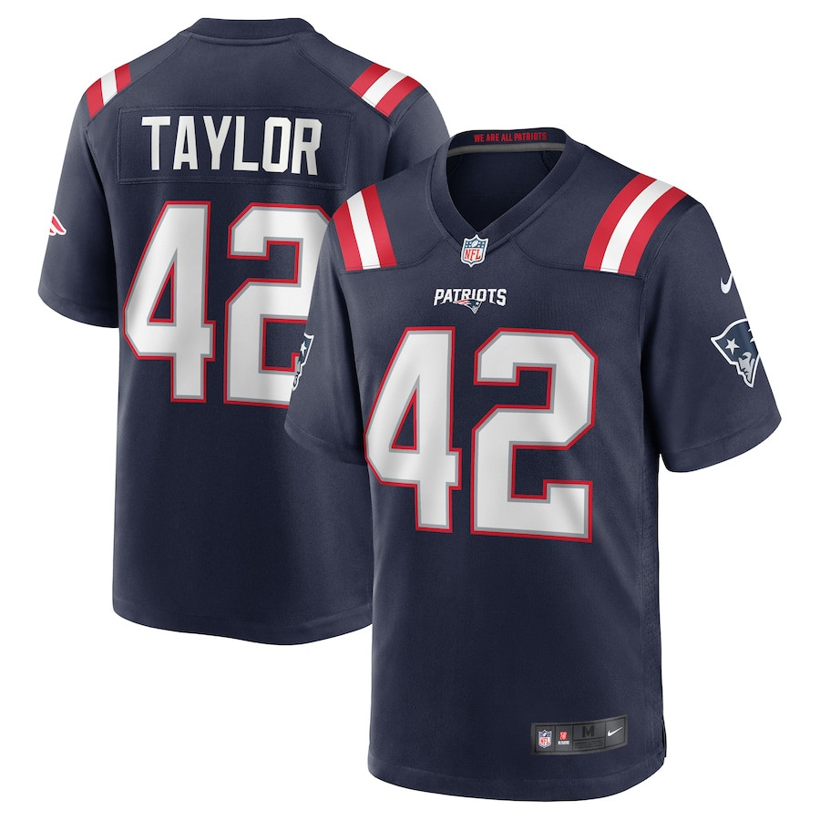 J.J. Taylor 42 New England Patriots Men Team Game Jersey - Navy - JS936