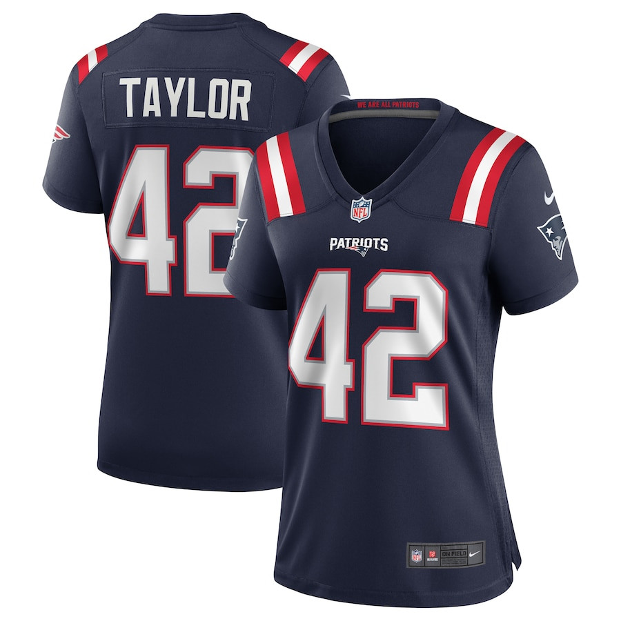 J.J. Taylor 42 New England Patriots Women Team Game Jersey - Navy - JS203