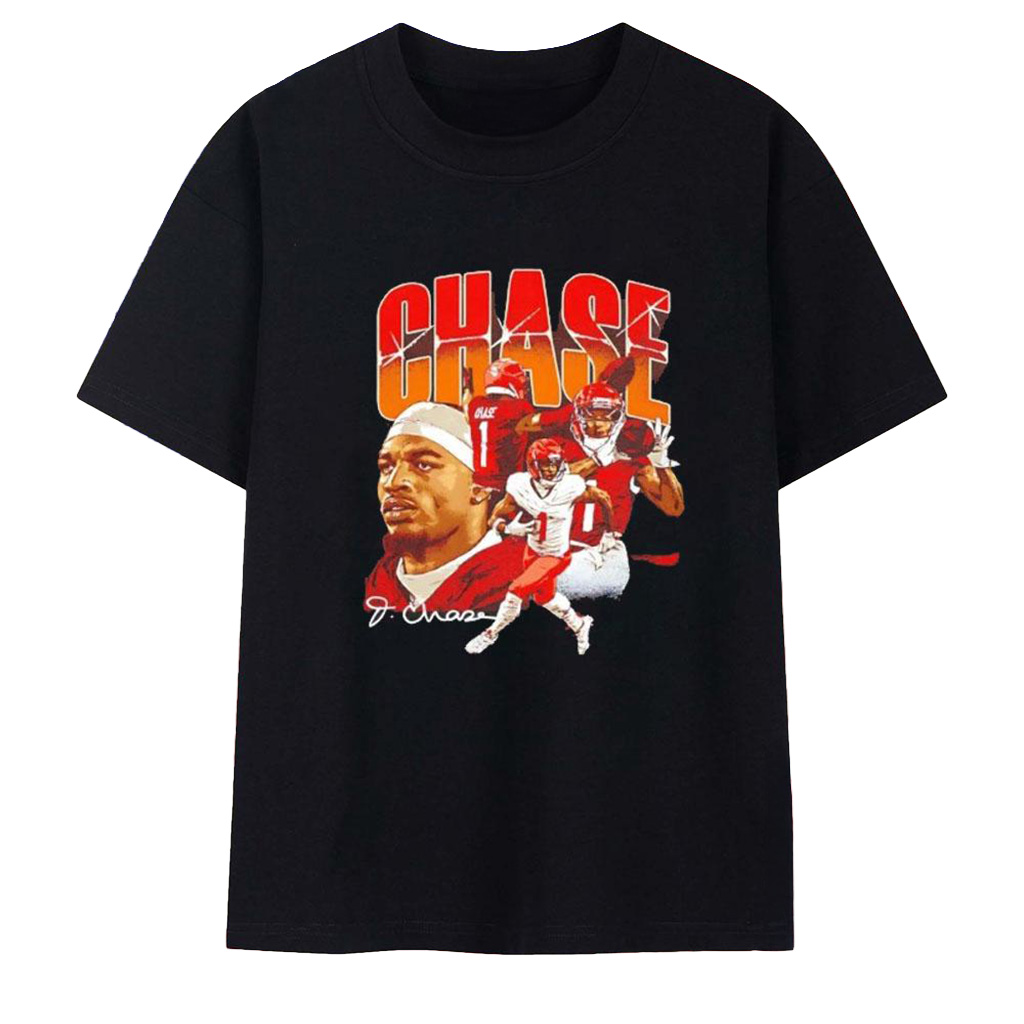 Ja_marr Chase Cincinnati Bengals Collage Signature T-Shirt Ja_marr Chase Merch Fans Gifts