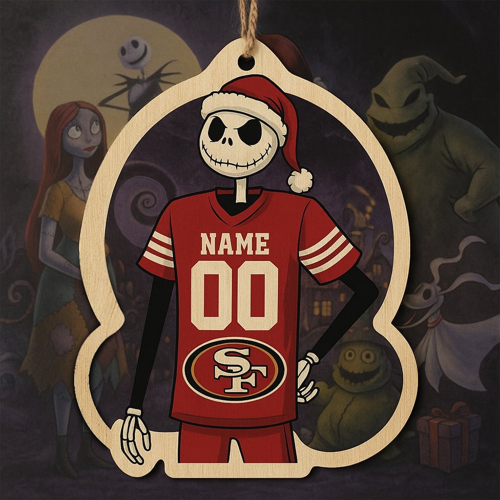 Jack Skellington San Francisco 49ers Christmas Wooden Ornament Christmas Decor Gift