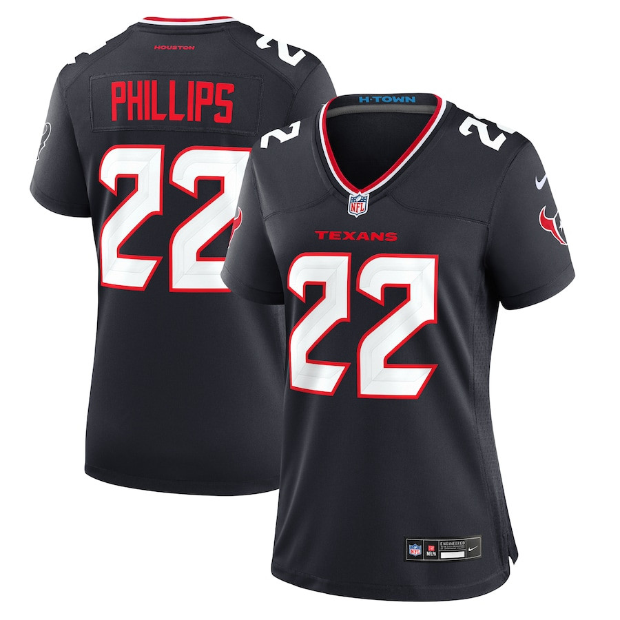 Jacob Phillips 22 Houston Texans Women's Game Jersey - Navy - JSDV203