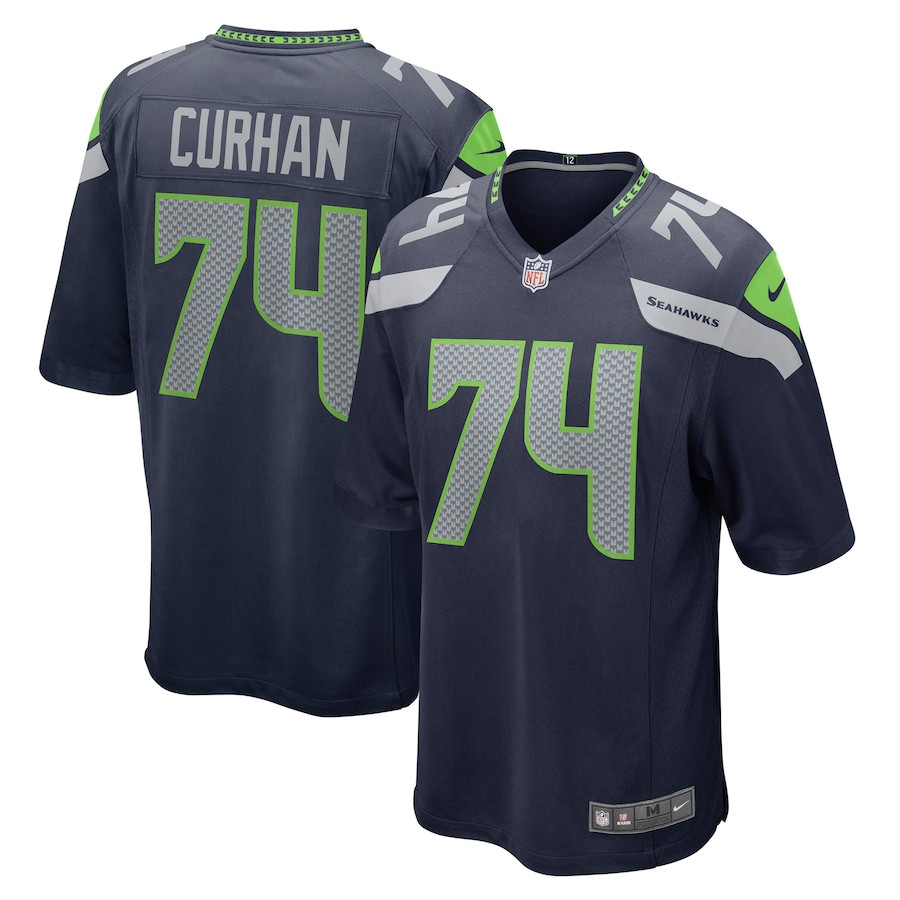 Jake Curhan 74 Seattle Seahawks Men Game Jersey - College Navy - JS925